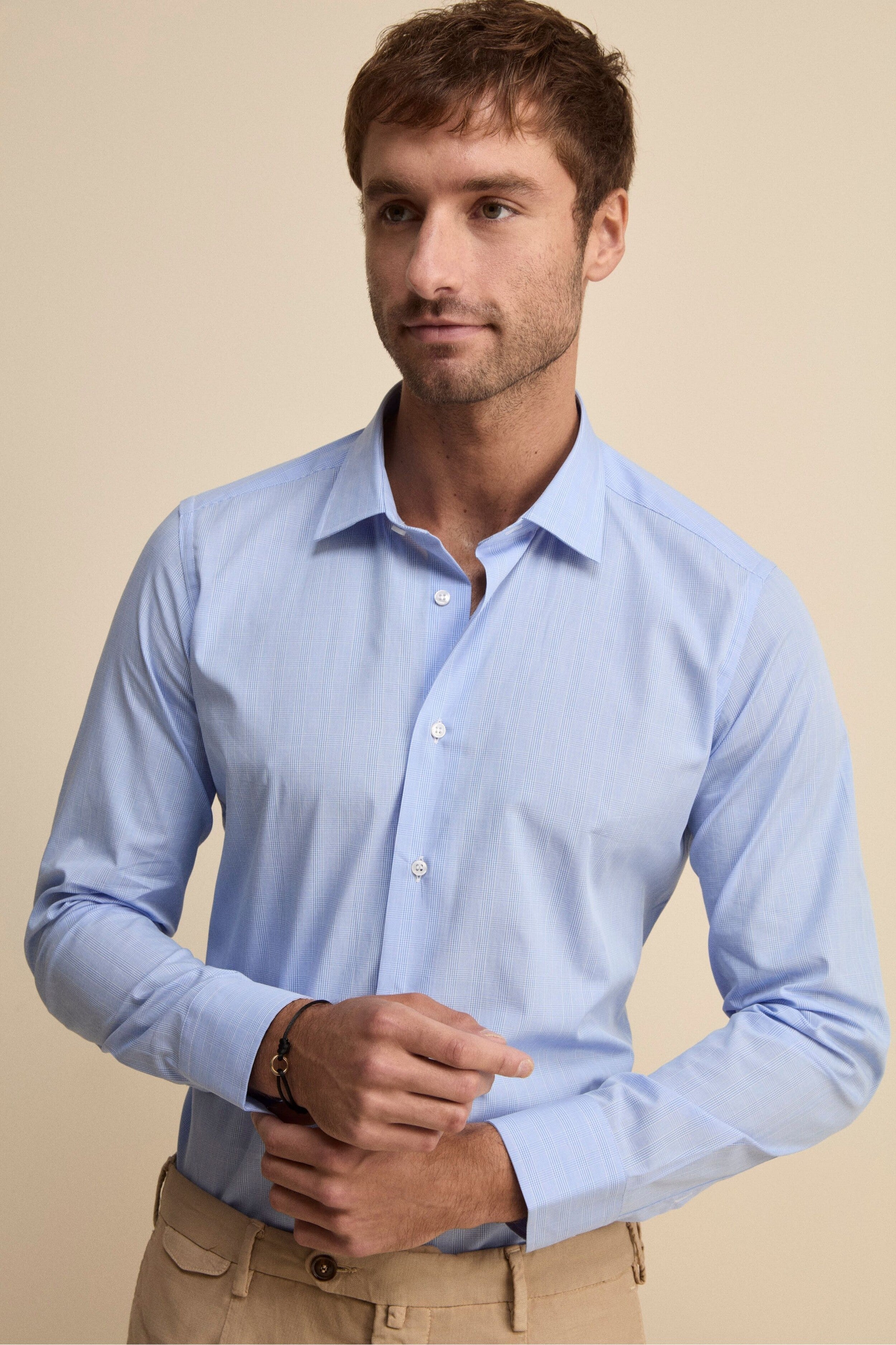 Camicia Fantasia Slim Fit Collo Classico - GALLES AZZURRO