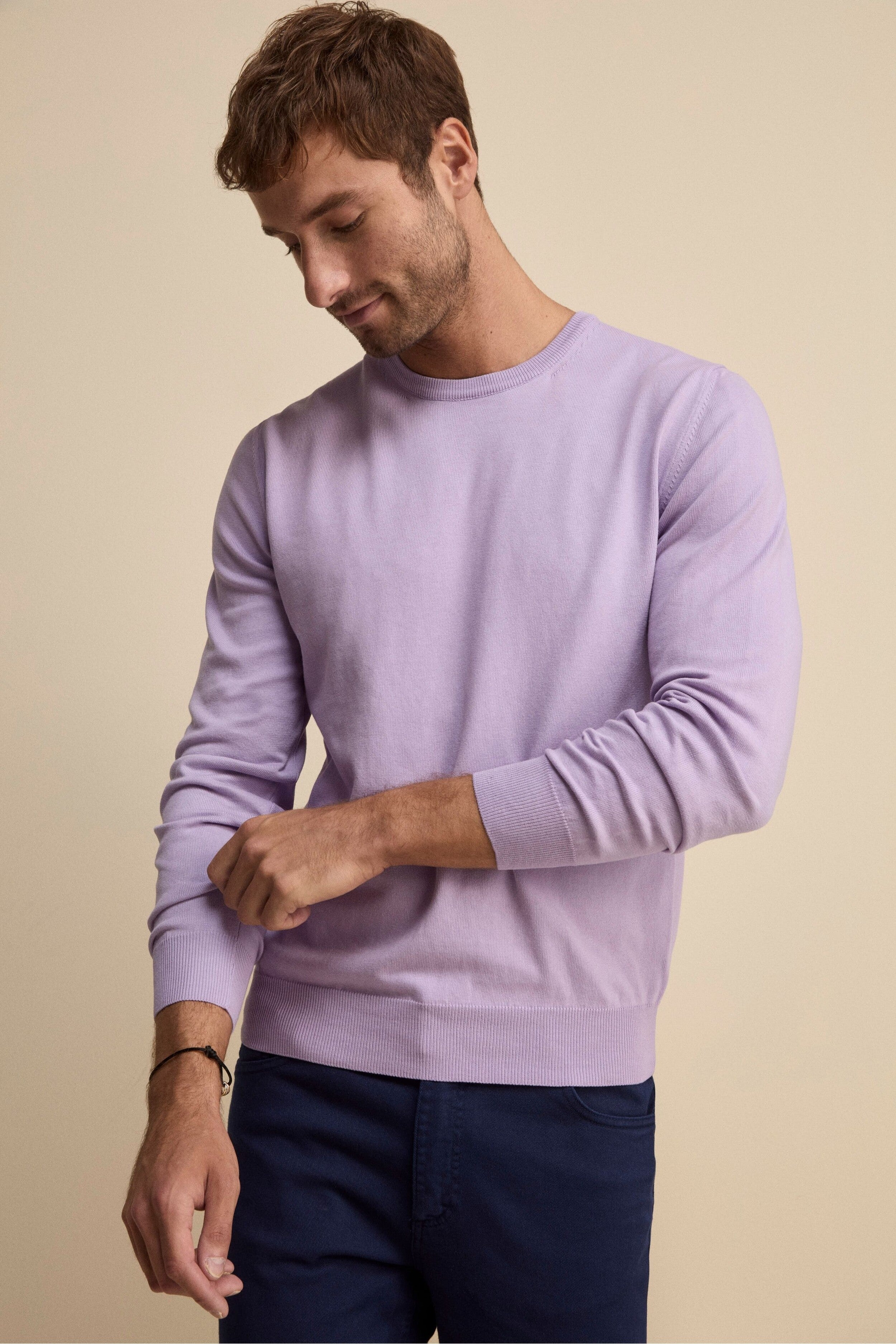 Maglia girocollo in cotone - LAVANDA
