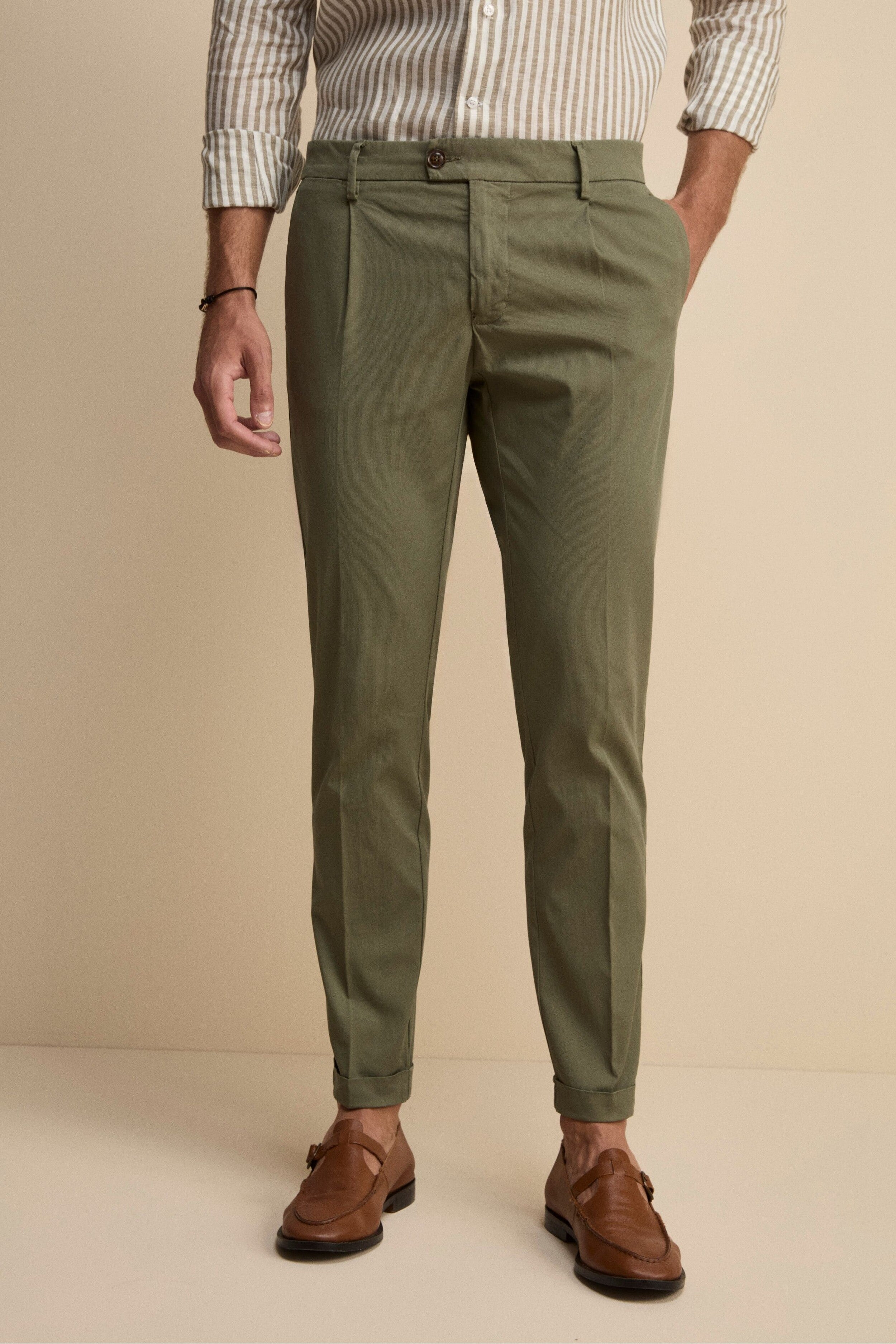 Pantalone Carrot in Cotone Piquet - VERDE
