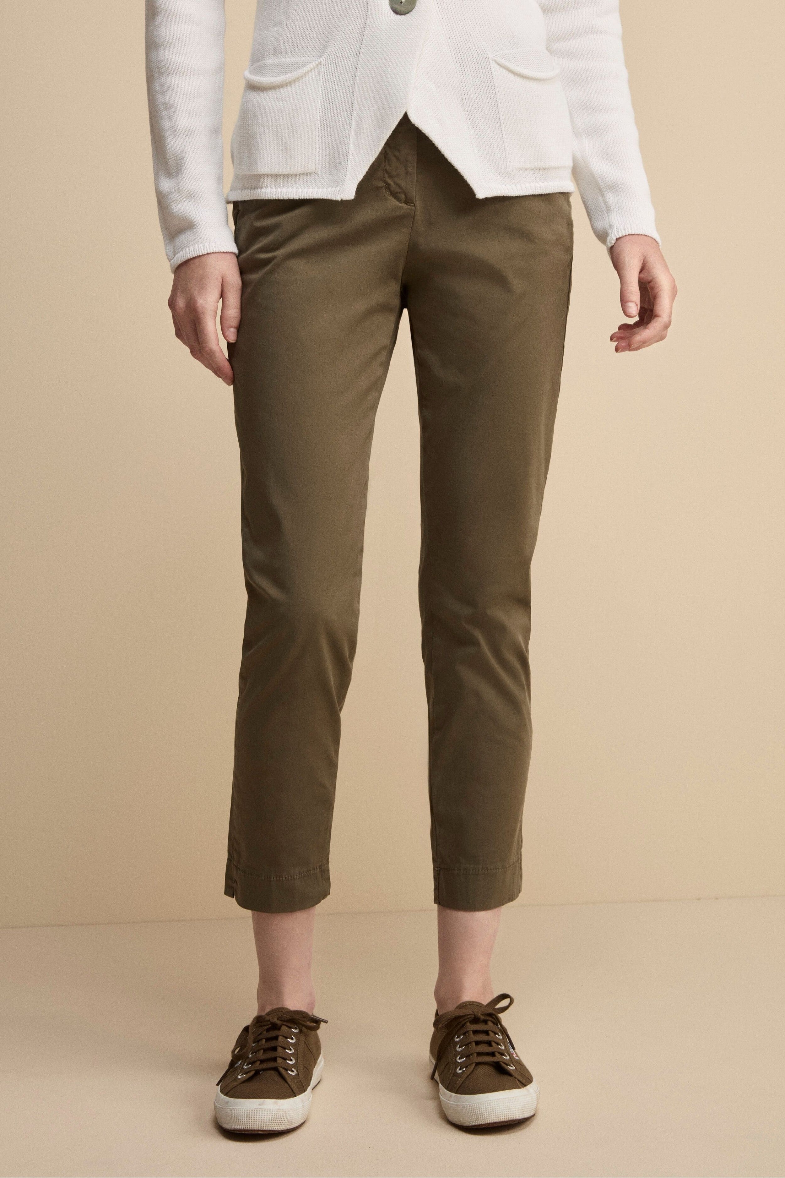 Pantalone Cropped in Cotone - VERDE MILITARE