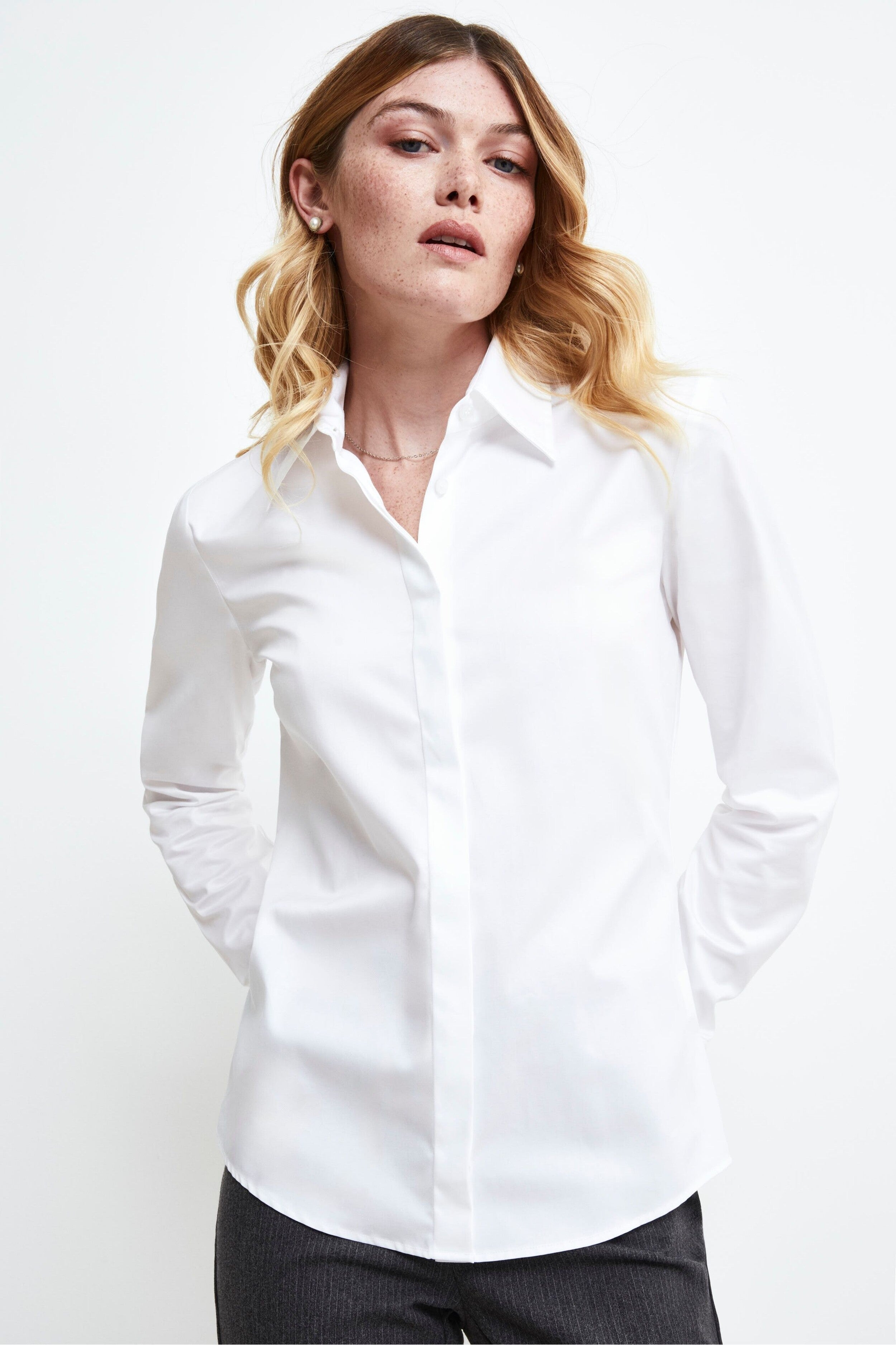 Camicia slim in cotone - BIANCO