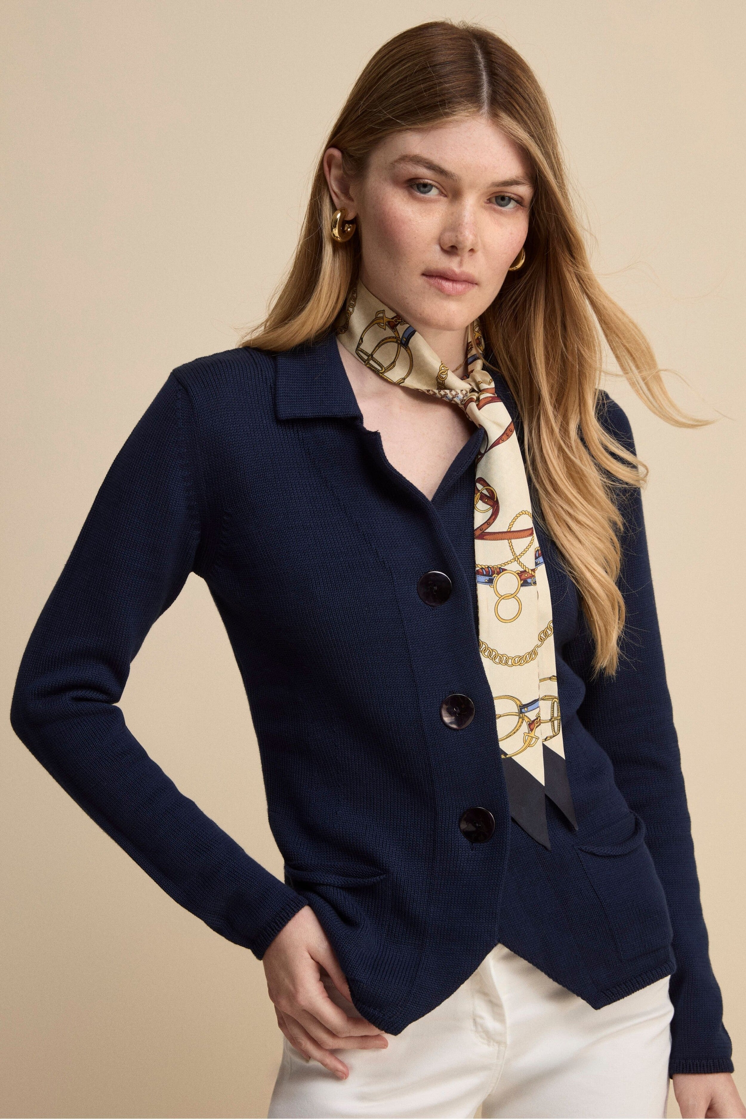 Cardigan in Cotone con Bottoni - BLU