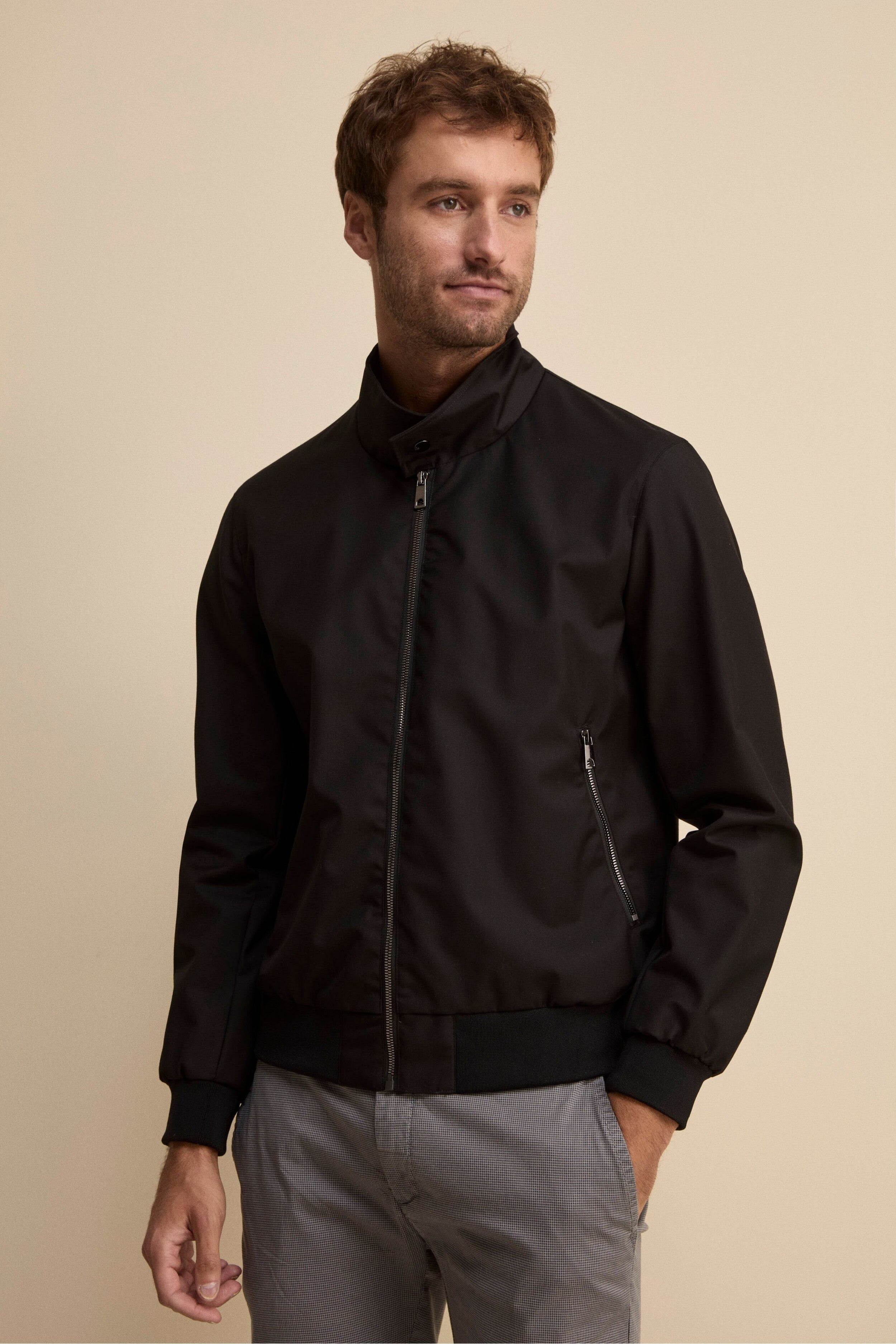 Bomber in Tessuto con Zip - NERO