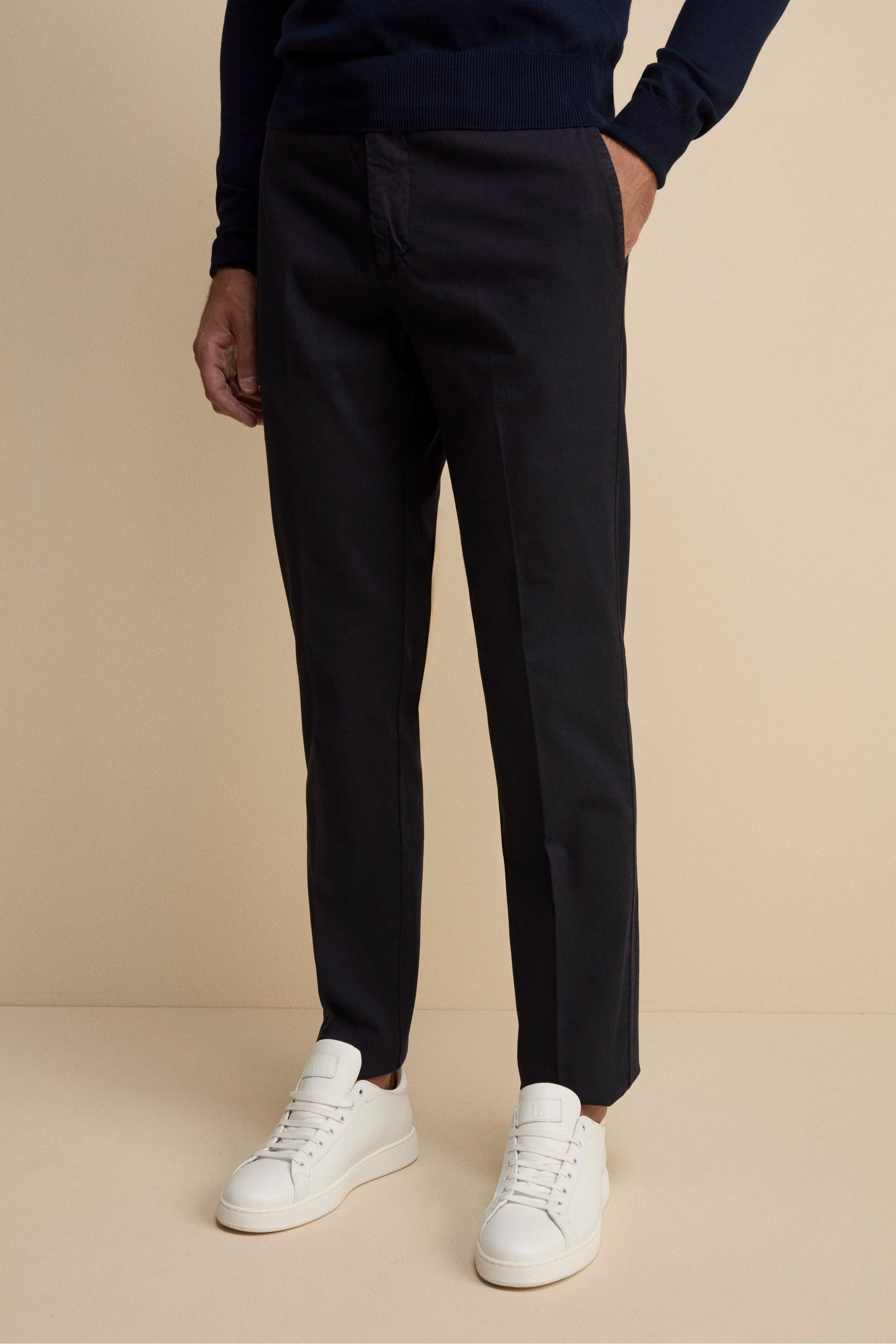 Pantalone Regular Fit in Cotone Armaturato - BLU