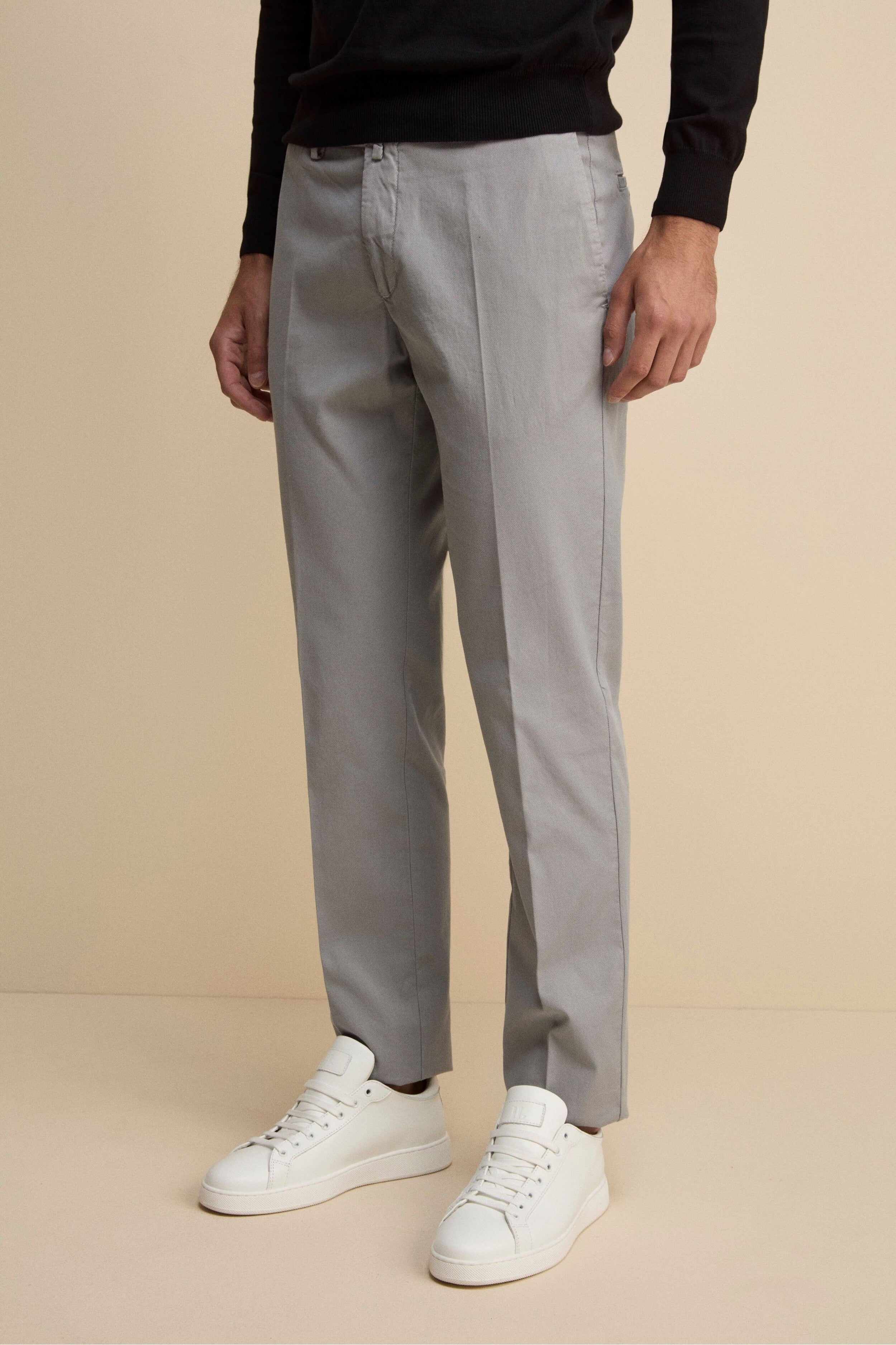 Pantalone Regular Fit in Cotone Armaturato - GRIGIO
