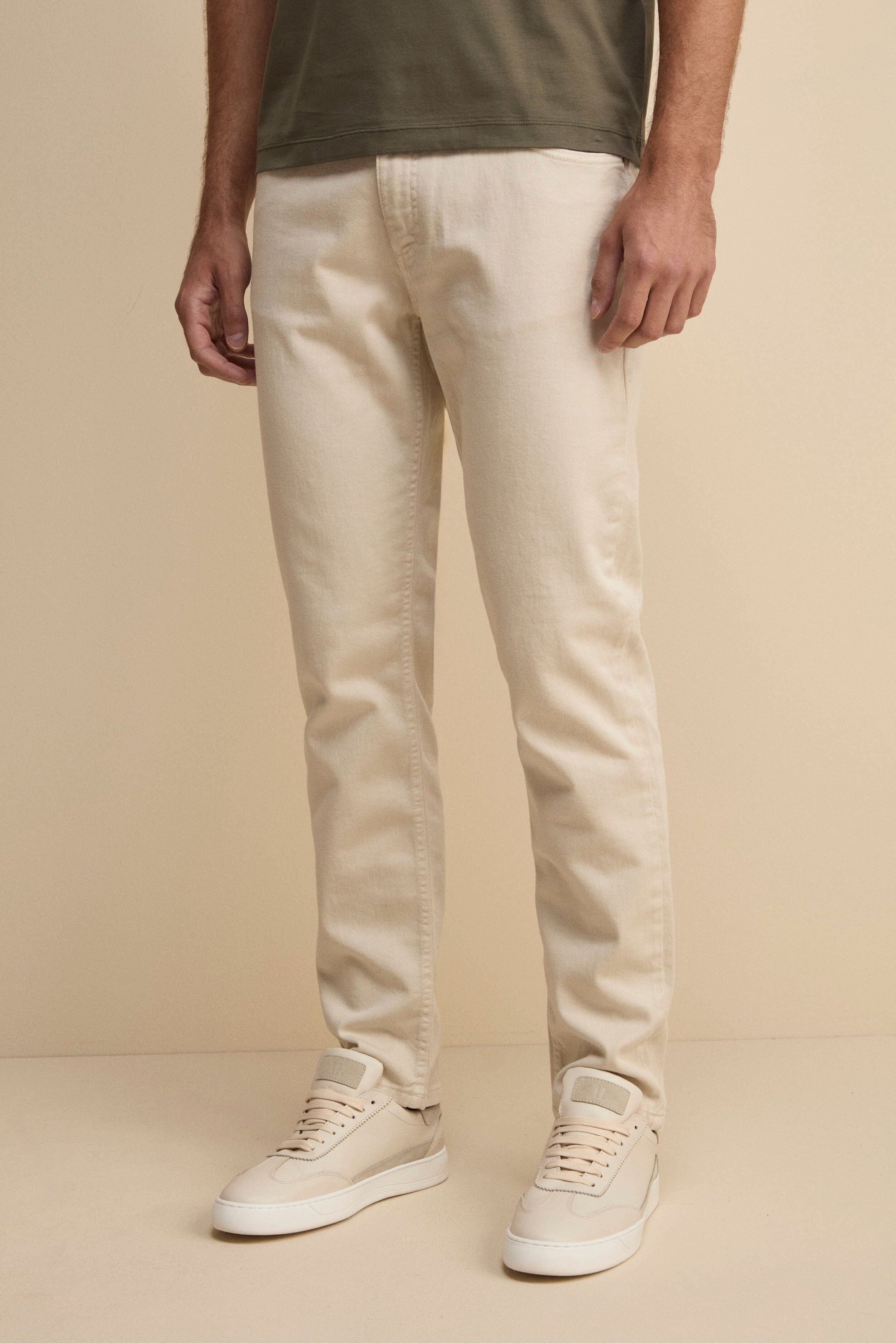 Pantalone Slim Fit Cinque Tasche in Denim - BURRO