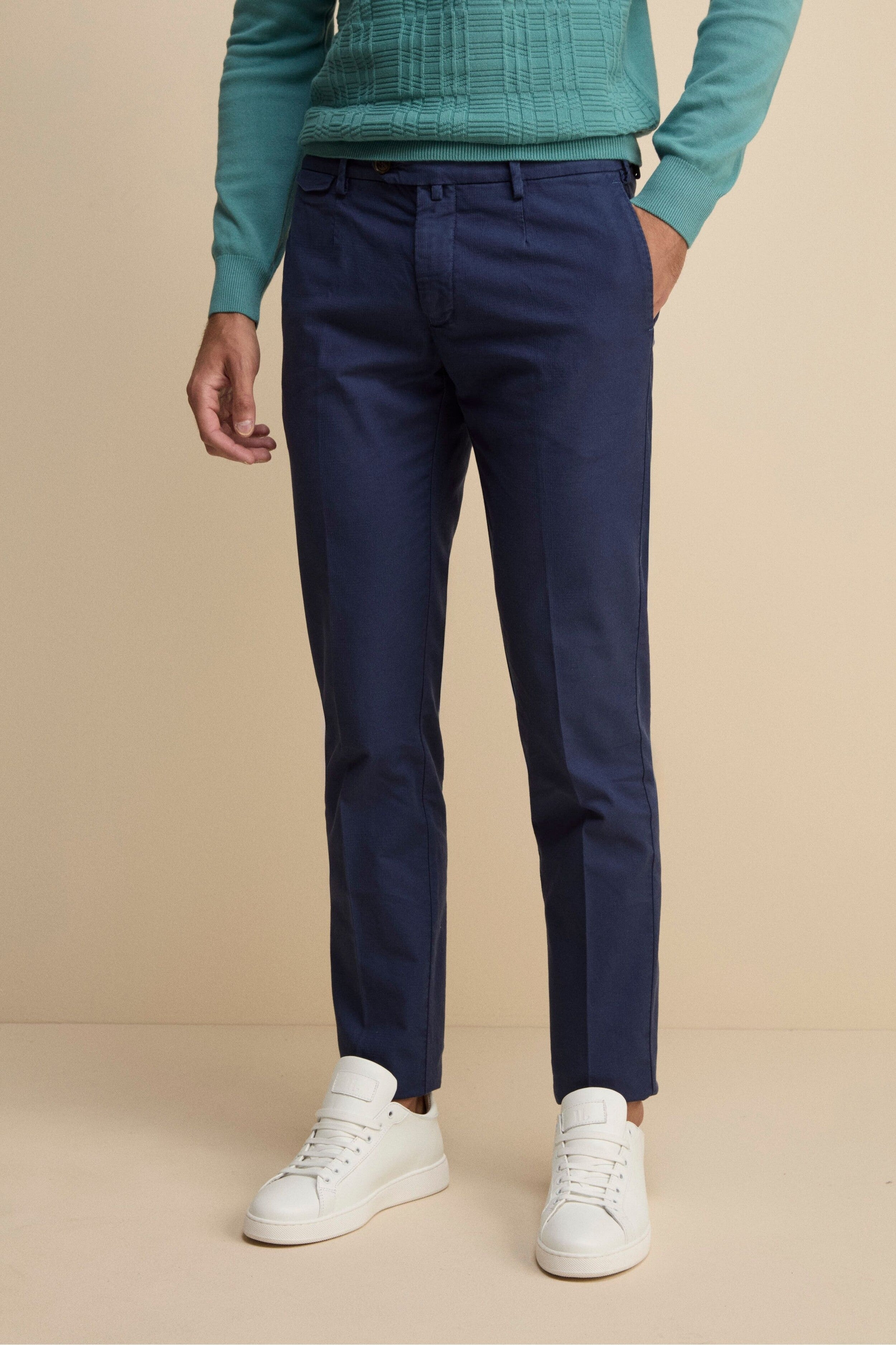 Pantalone Slim Fit in Cotone con Taschino - BLU
