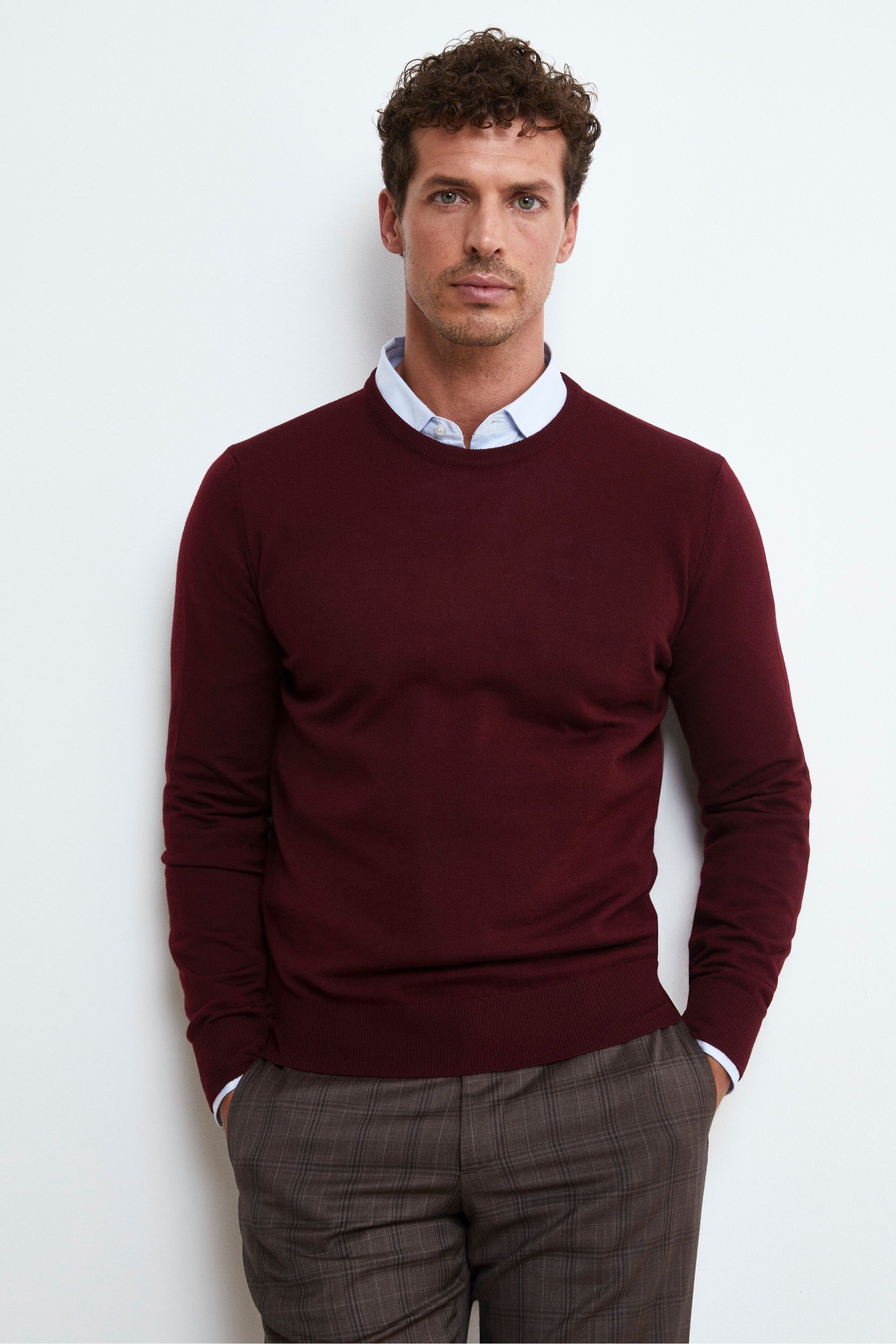 Pullover Girocollo in Lana Merino - BORDEAUX