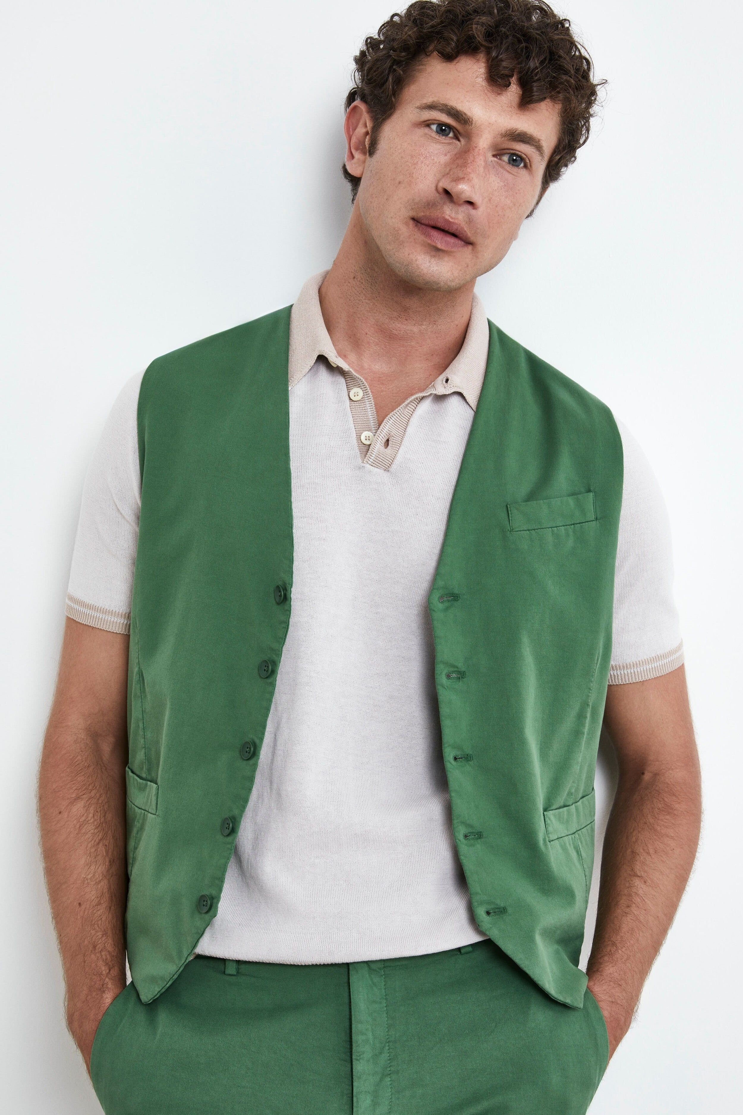 Gilet Casual in Cotone - VERDE