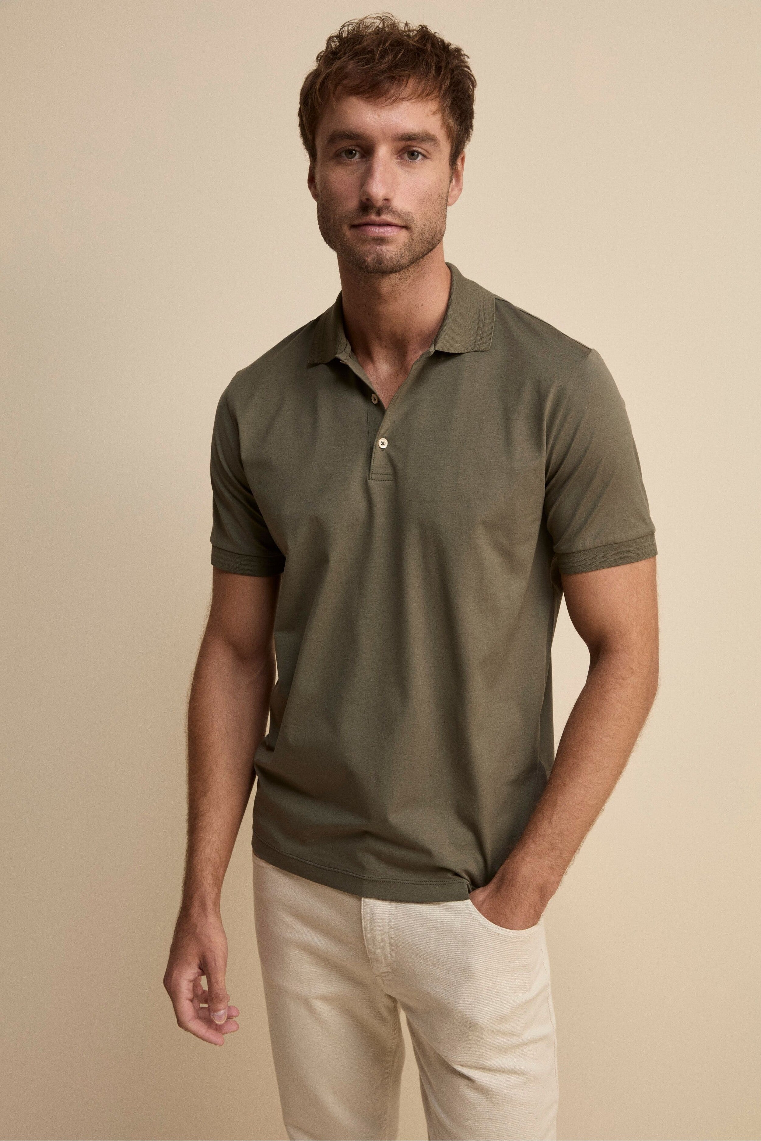 Polo Stretch in Filo di Scozia - VERDE