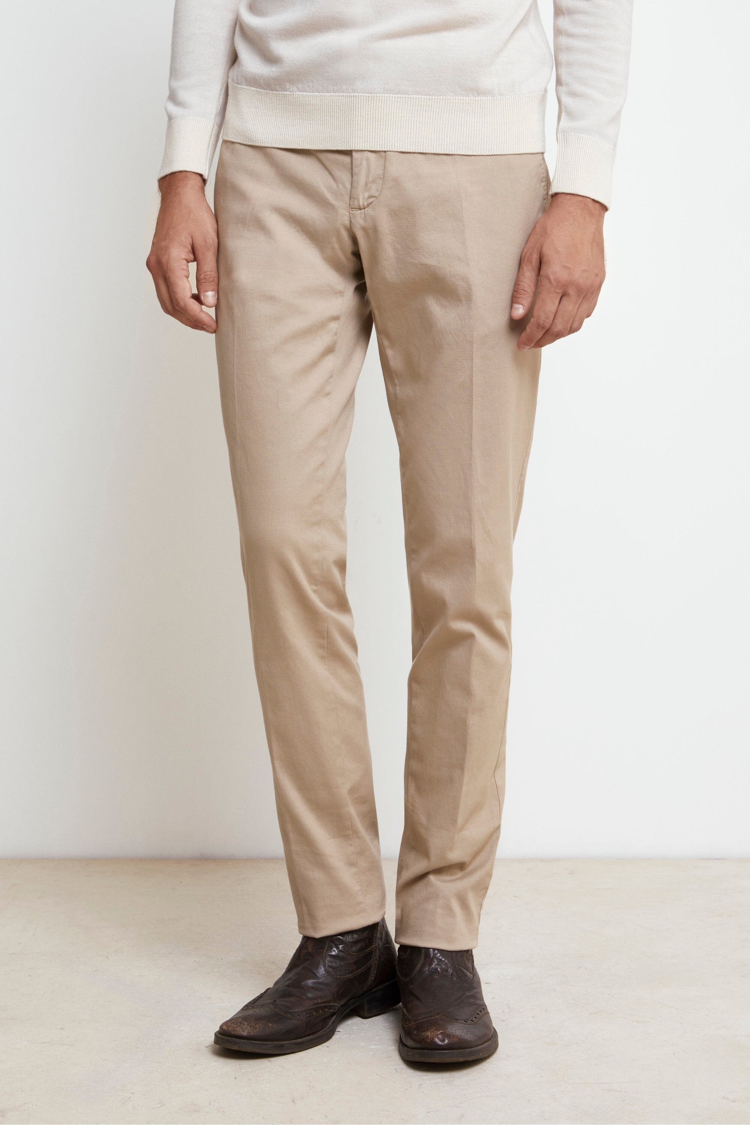 Pantalone Slim Fit in Cotone - BEIGE