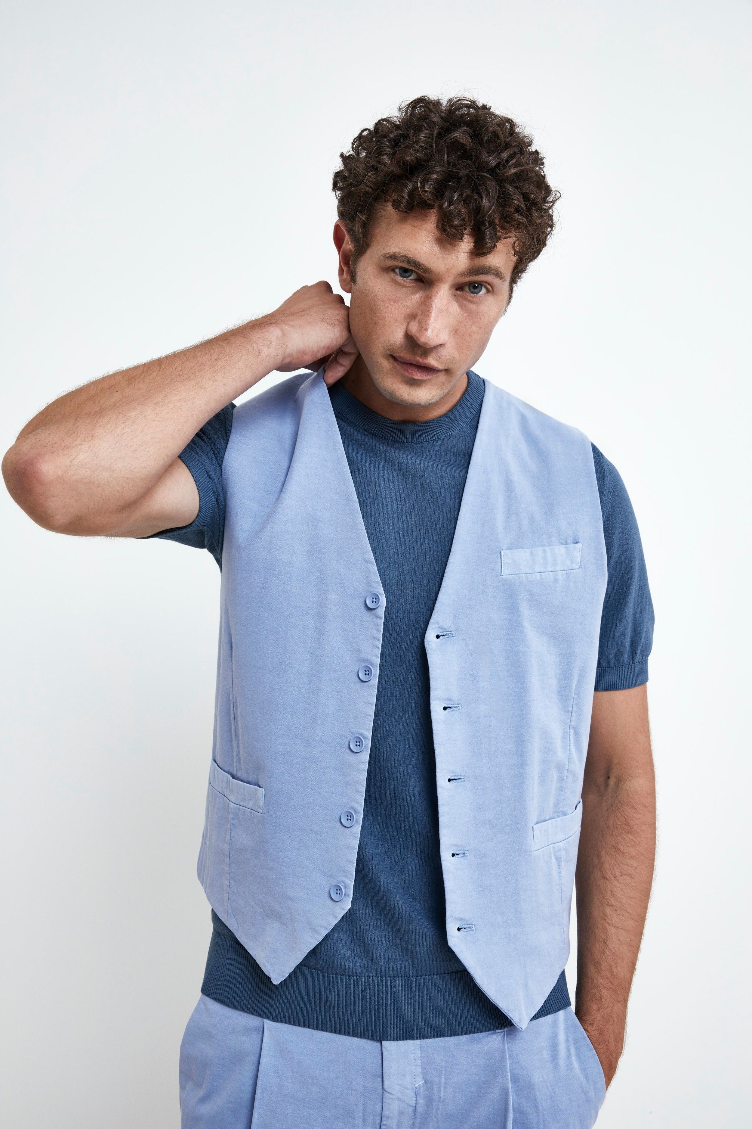 Gilet Casual in Cotone - AZZURRO