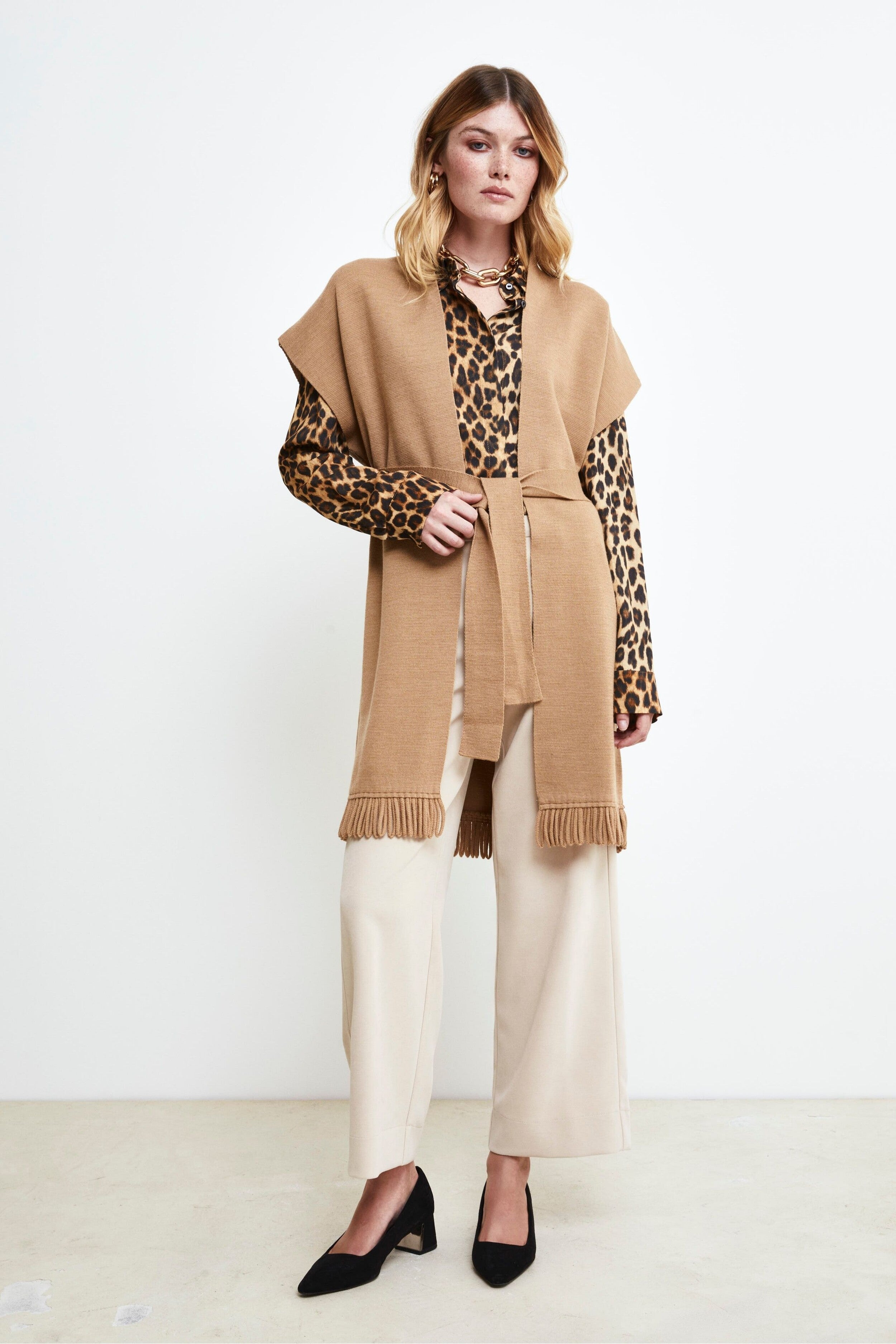 Gilet con frange - CAMMELLO