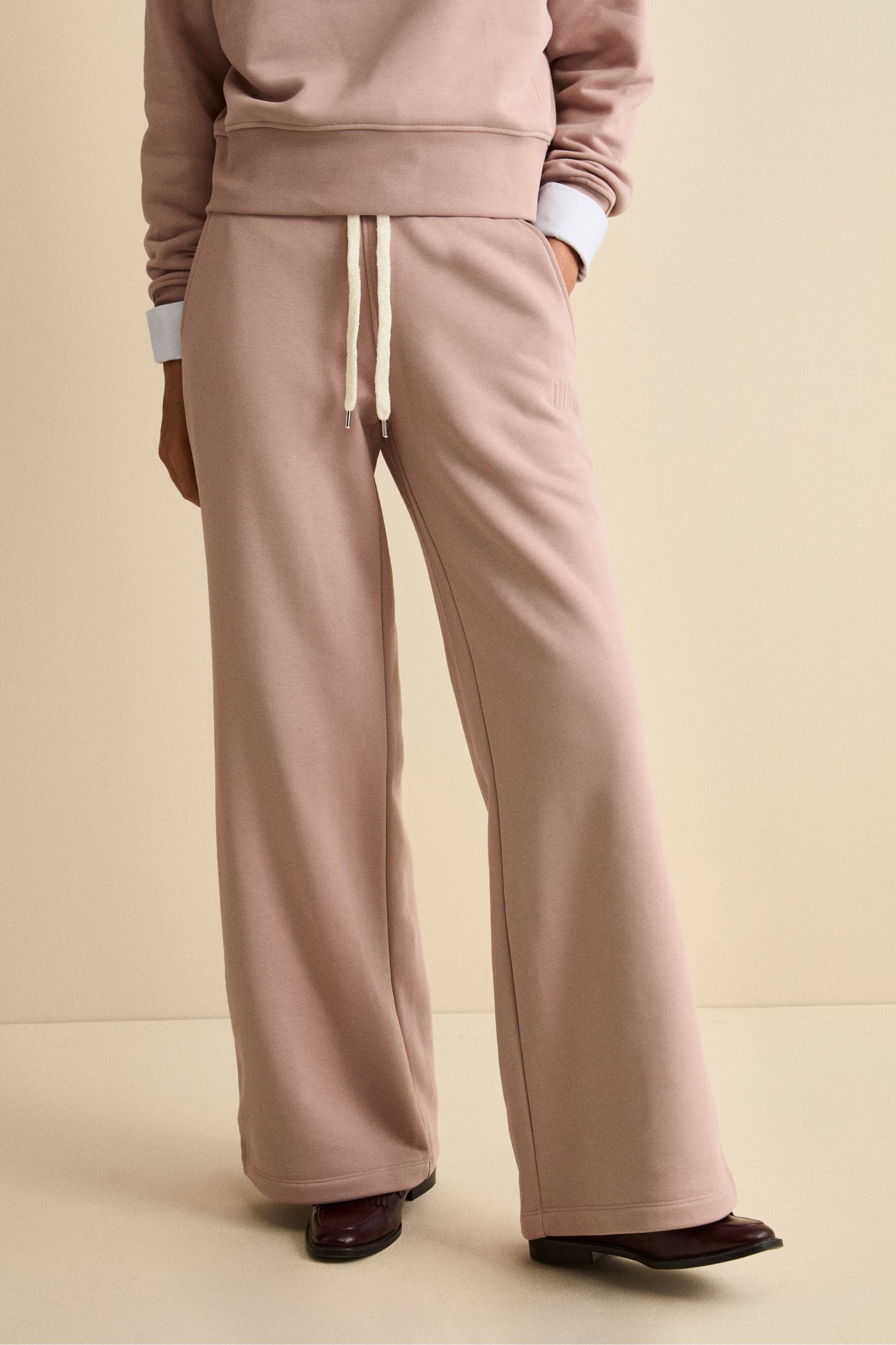 Wide-Leg Cotton Sport Trousers - Old pink