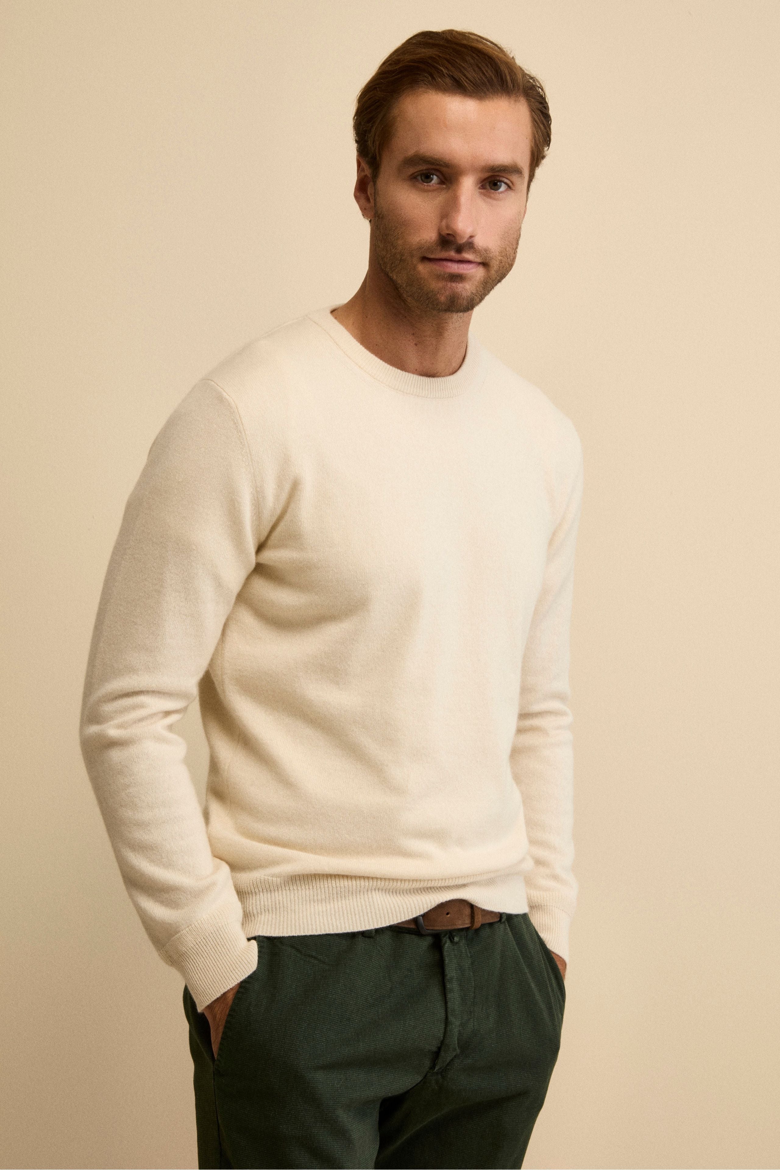 Cashmere and silk crew neck - Cream white