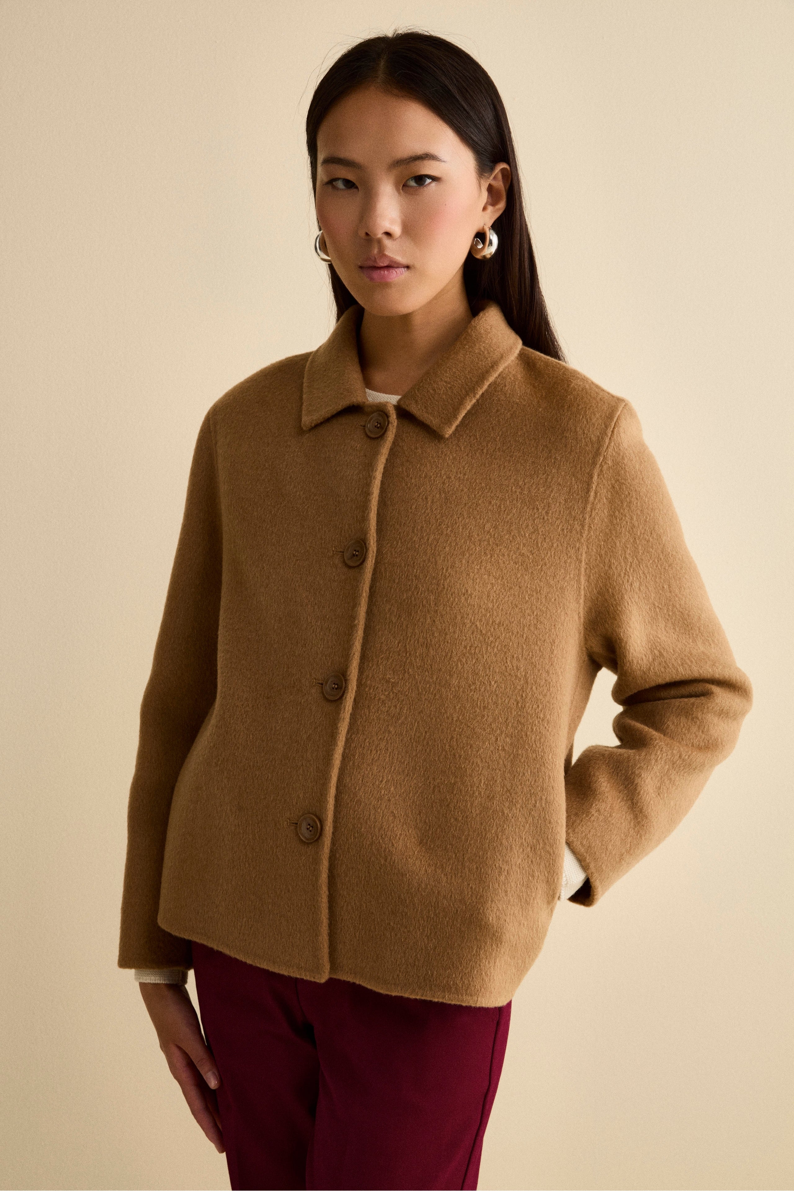 Short Wool Coat - CAMEL