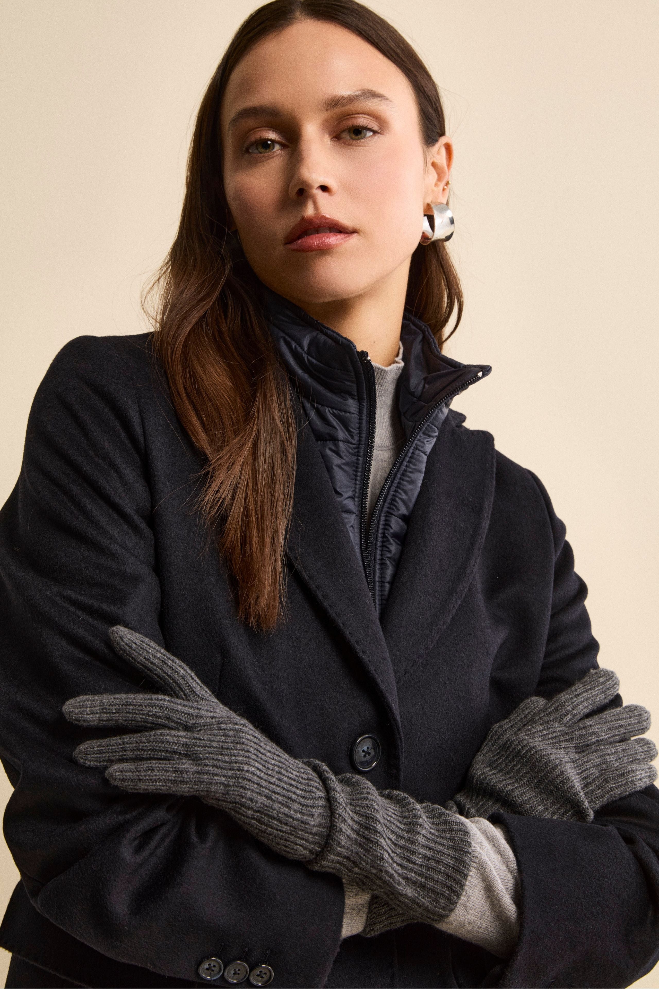 Ribbed Wool and Cashmere Glove - Medium grey