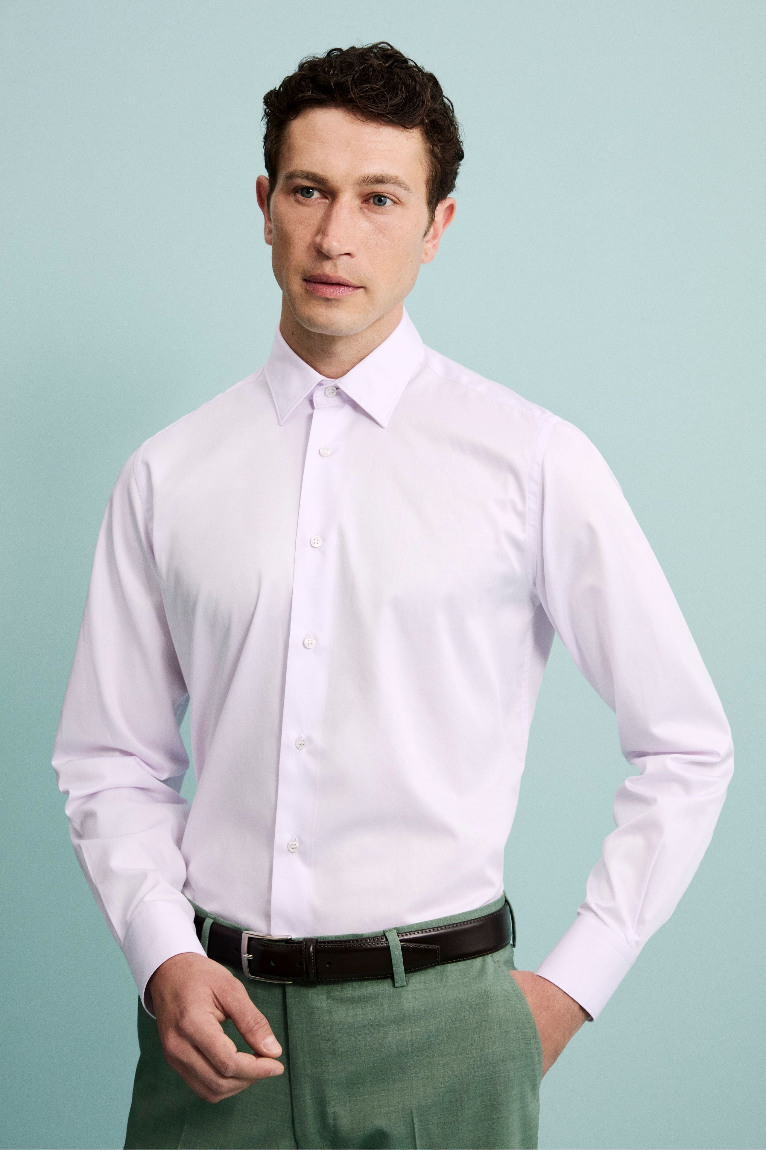Camicia twill collo classico - ROSA