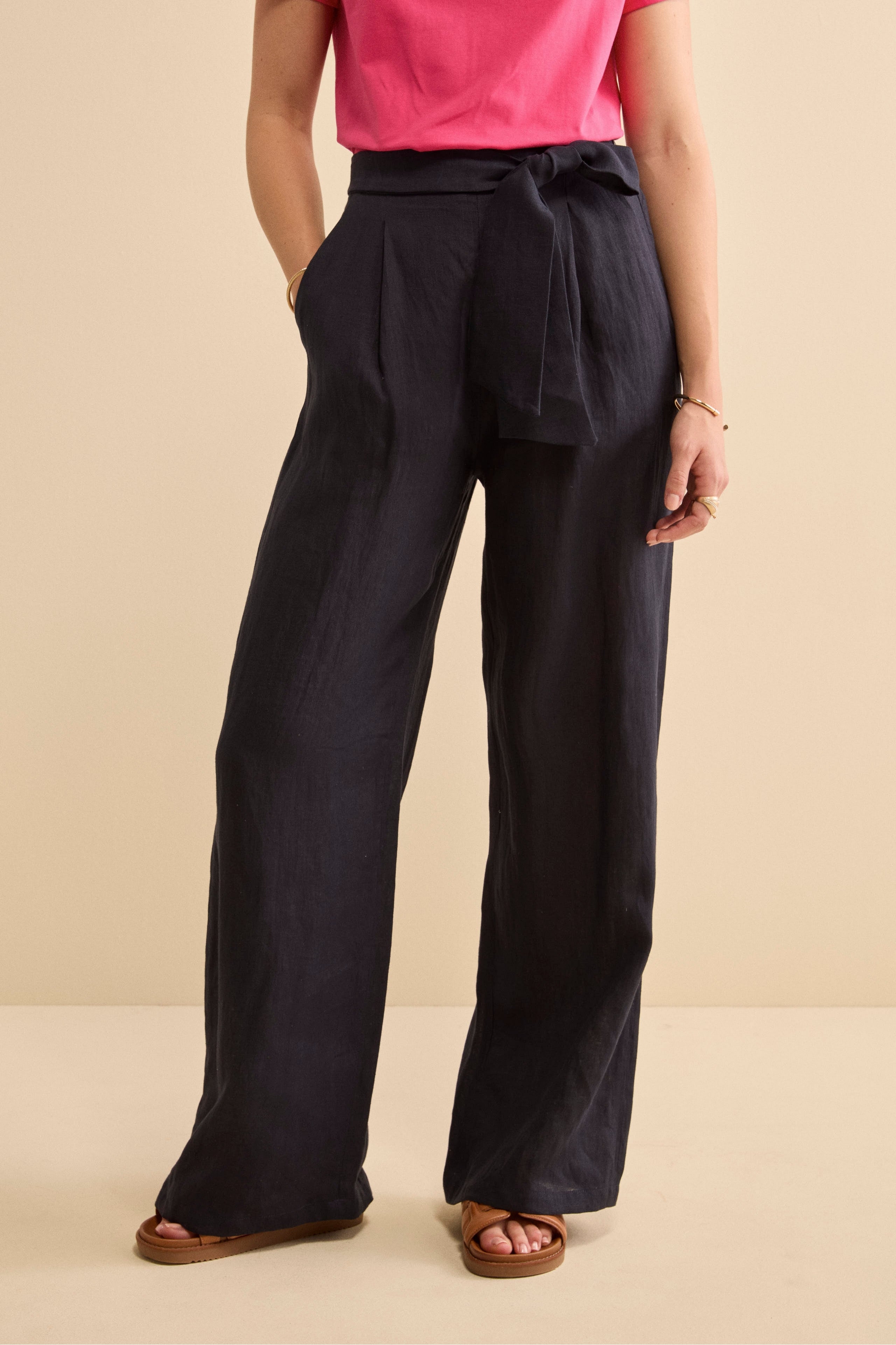 Pantalone Morbido in lino con Fusciacca - BLU