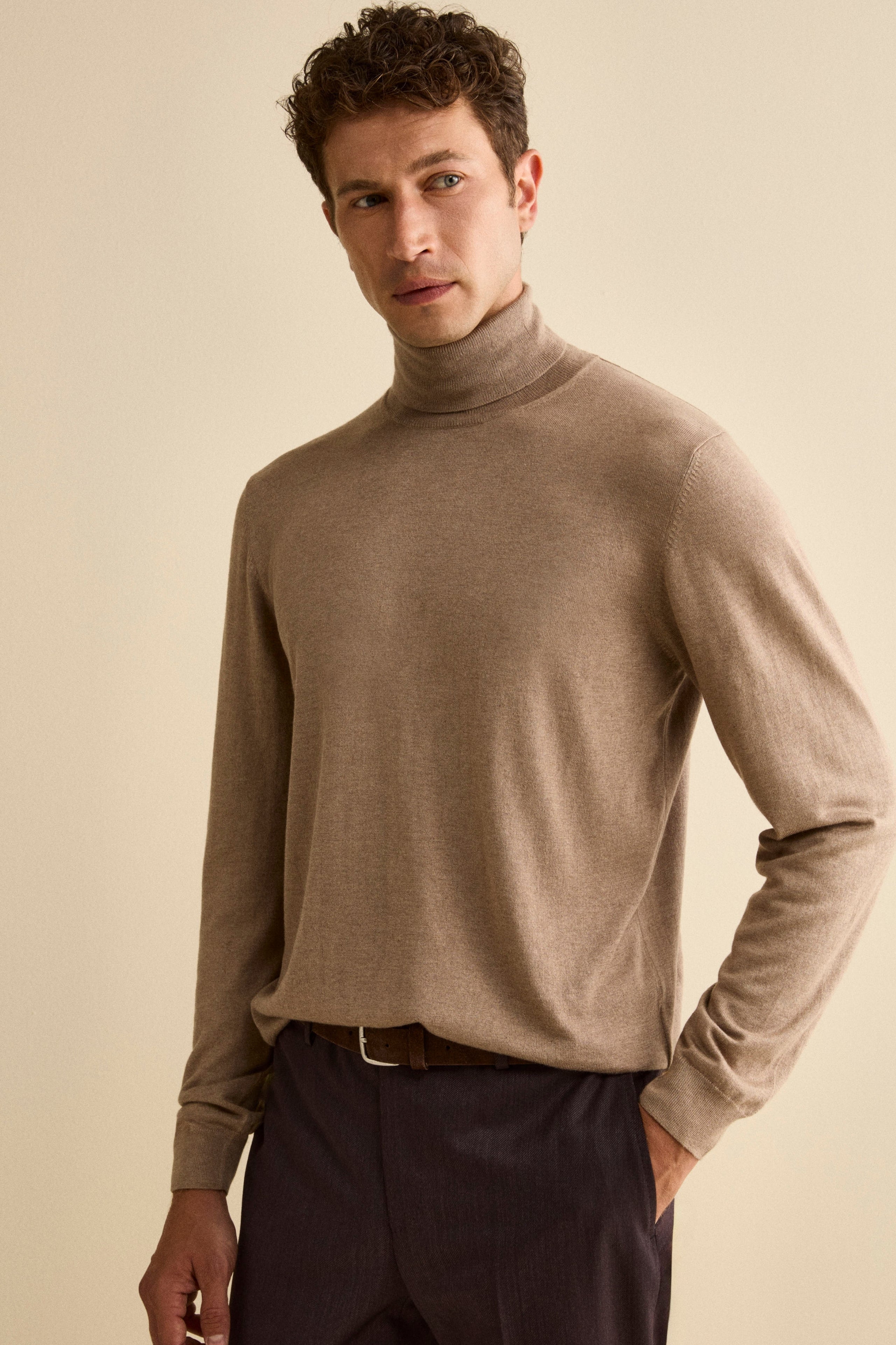 Silk and cashmere turtleneck sweater - Mink