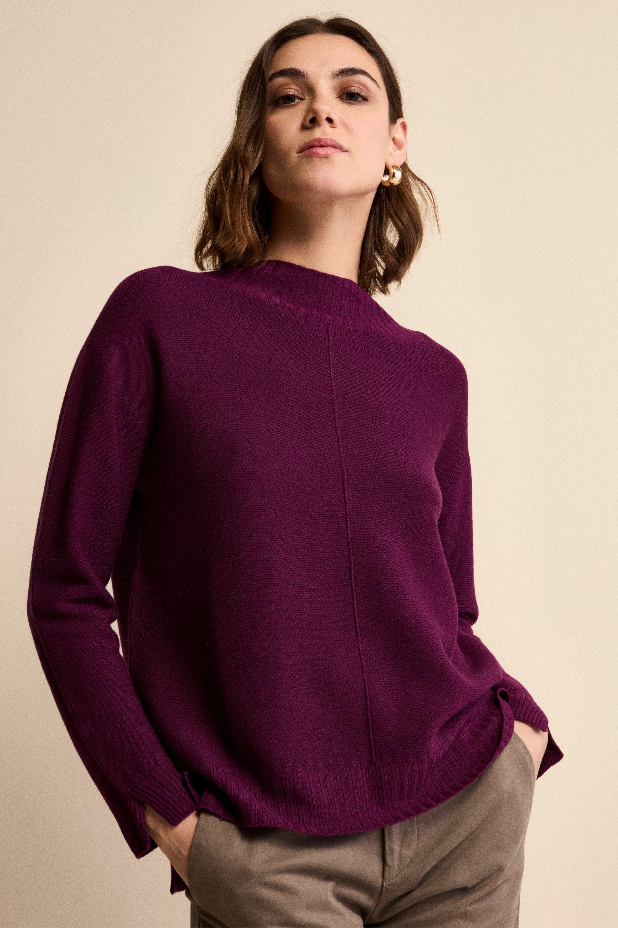 Links-Knit Turtleneck in Merino Wool - VIOLET