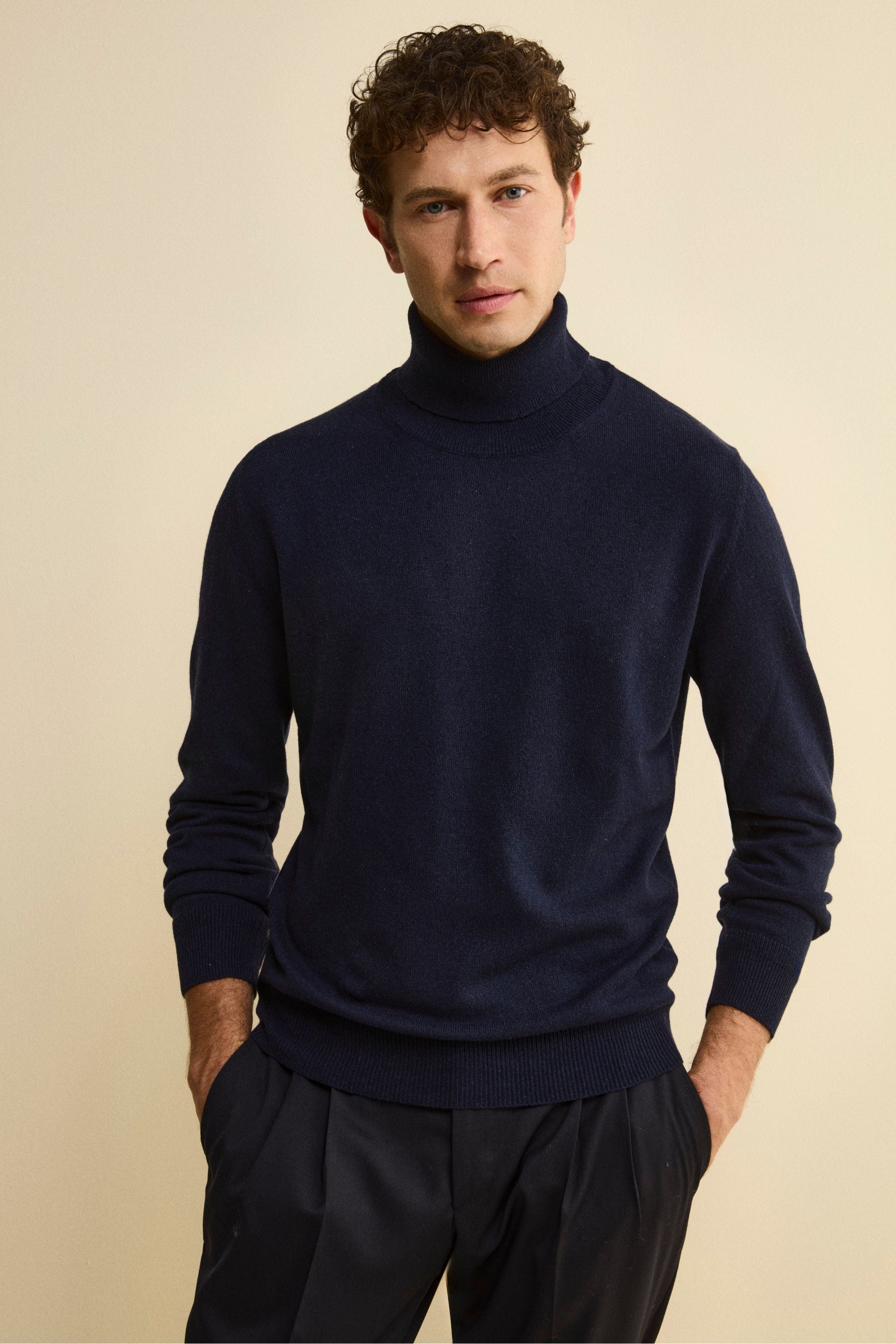 Silk and cashmere turtleneck - BLUE