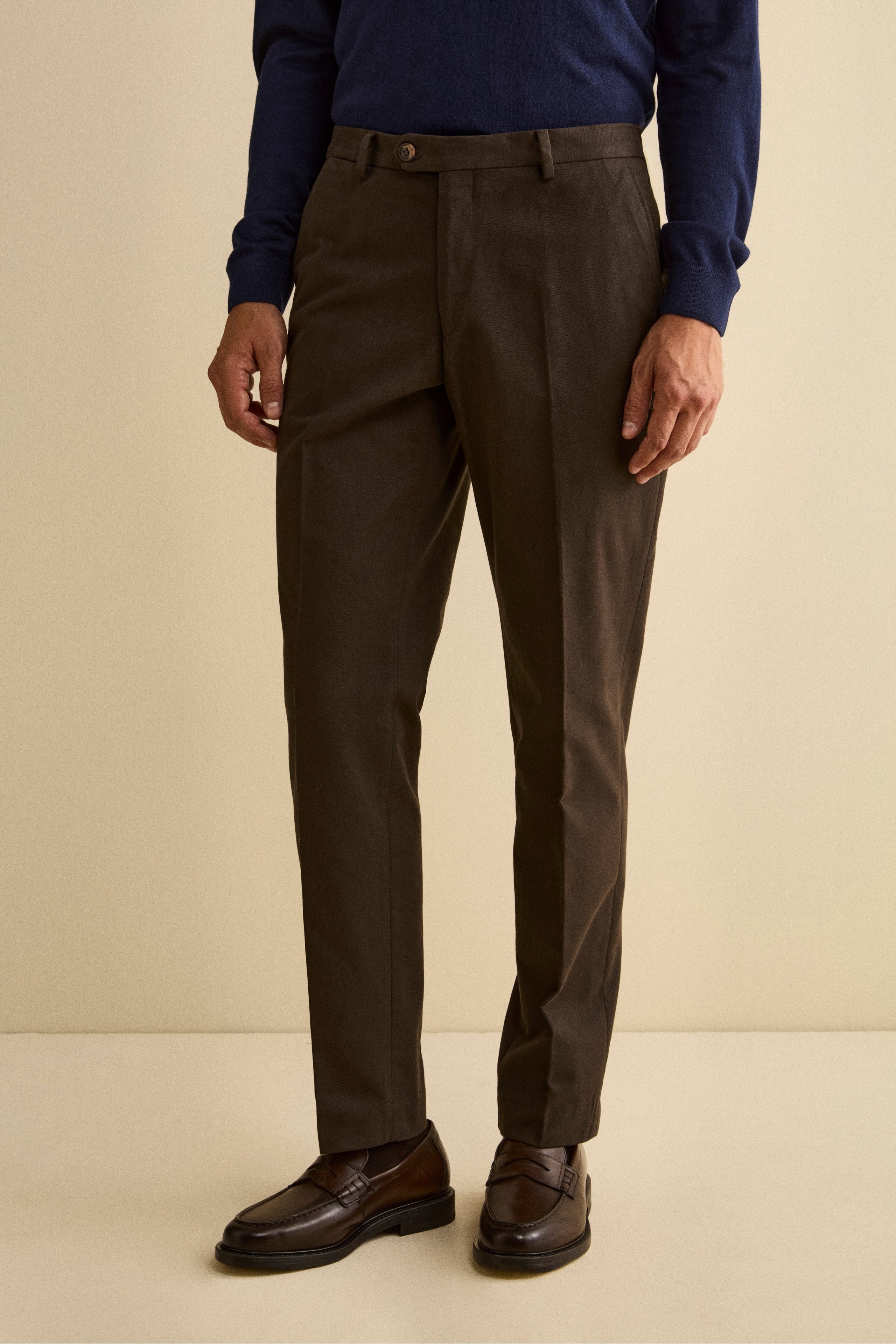 Regular Fit Chino Trousers in Gabardine - brown