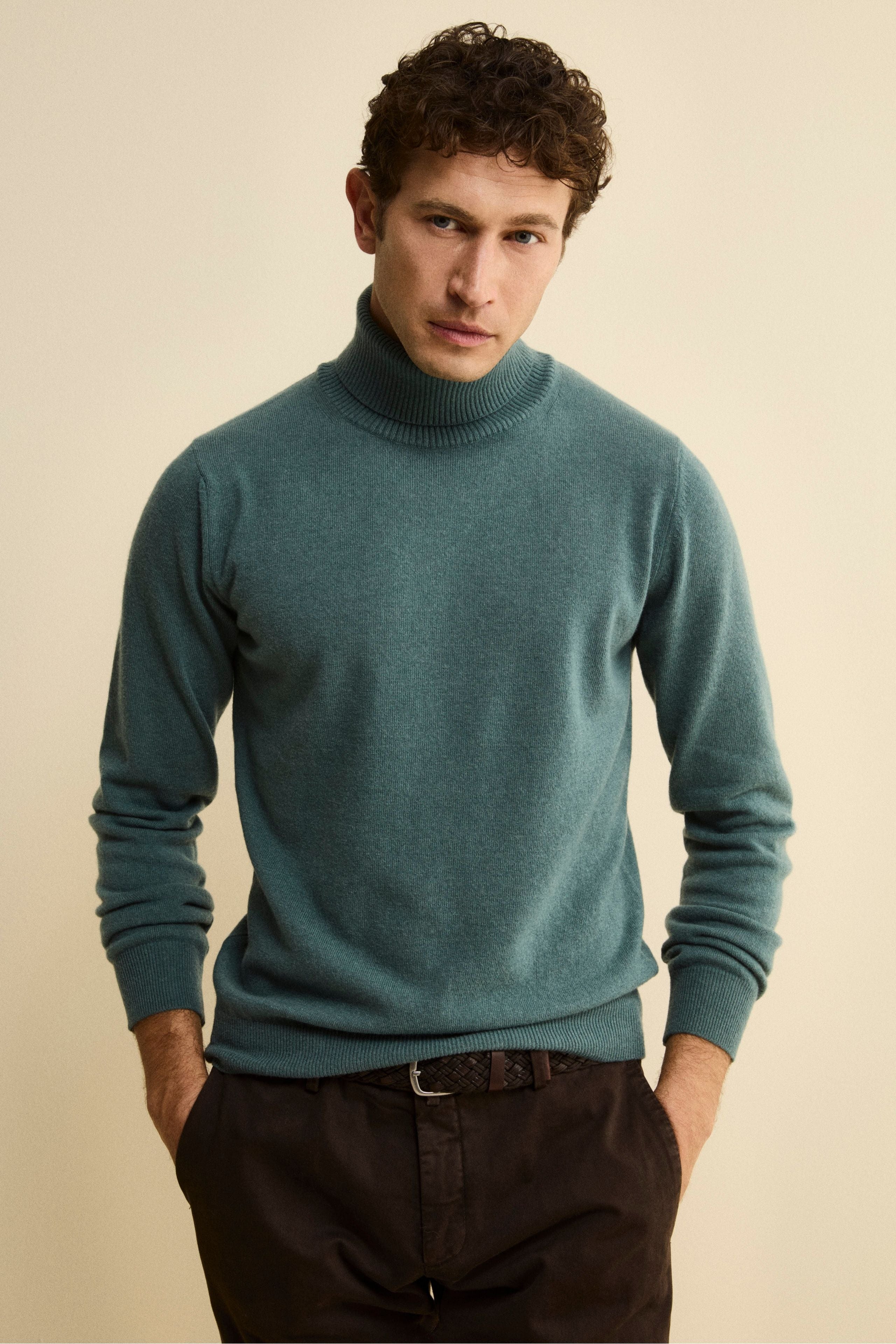 Wool and cashmere turtleneck - GREEN