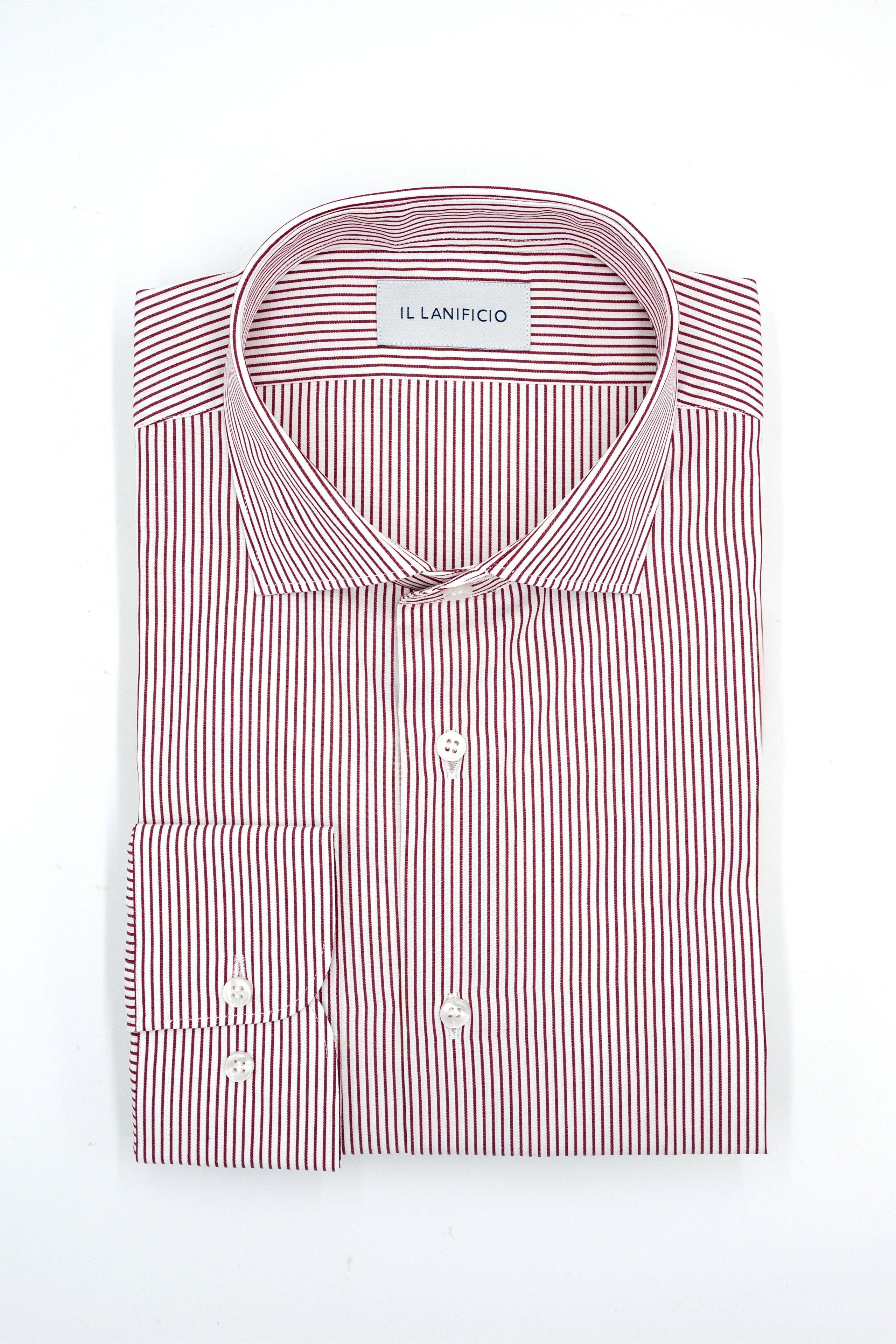 Custom-Fit Patterned Dobby Cotton Shirt - Red stripe