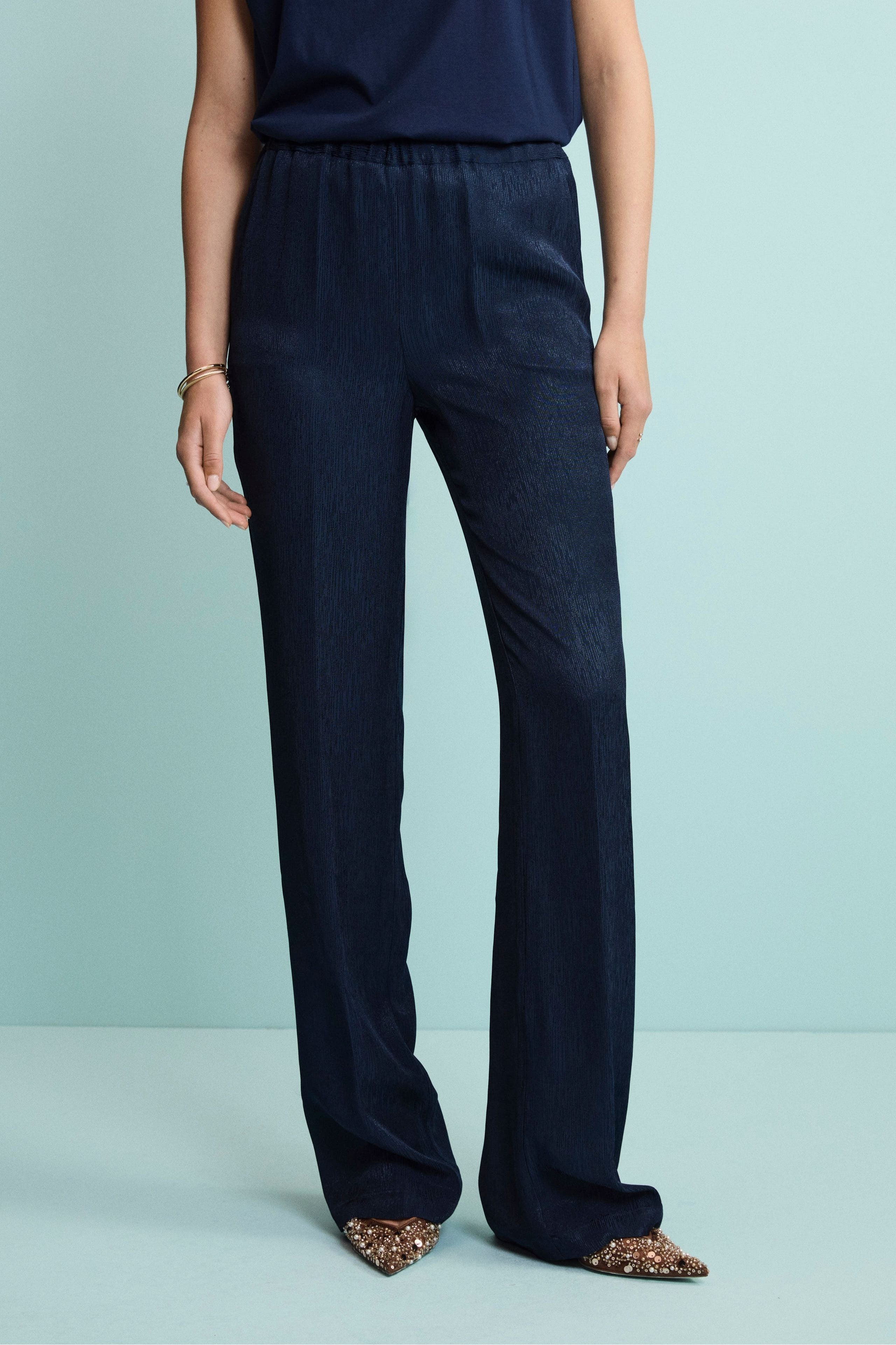 Pantalone Jacquard Morbido da Cerimonia - BLU