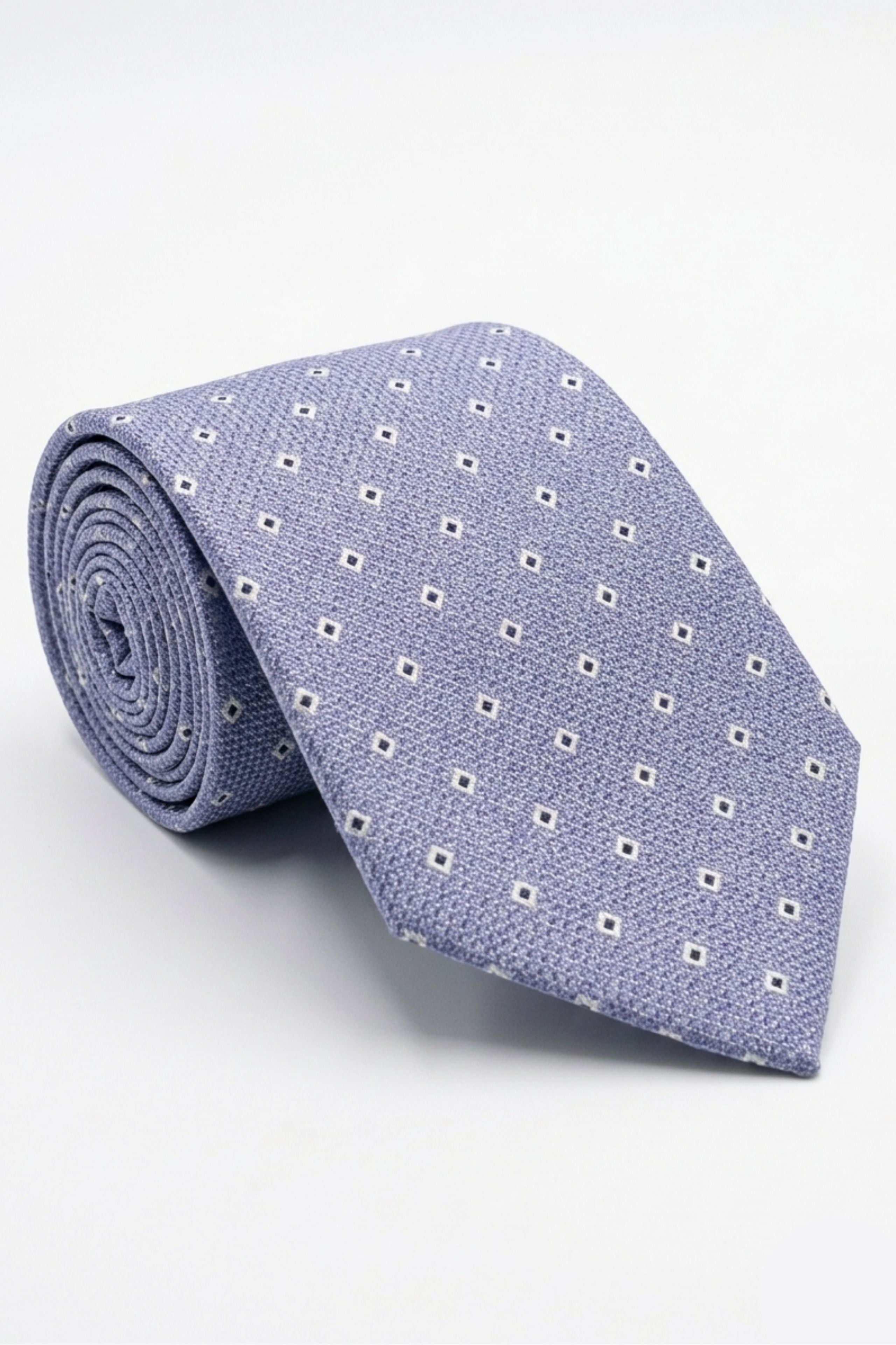 Cravate en Soie à Motif Losanges - Lilas Carreaux