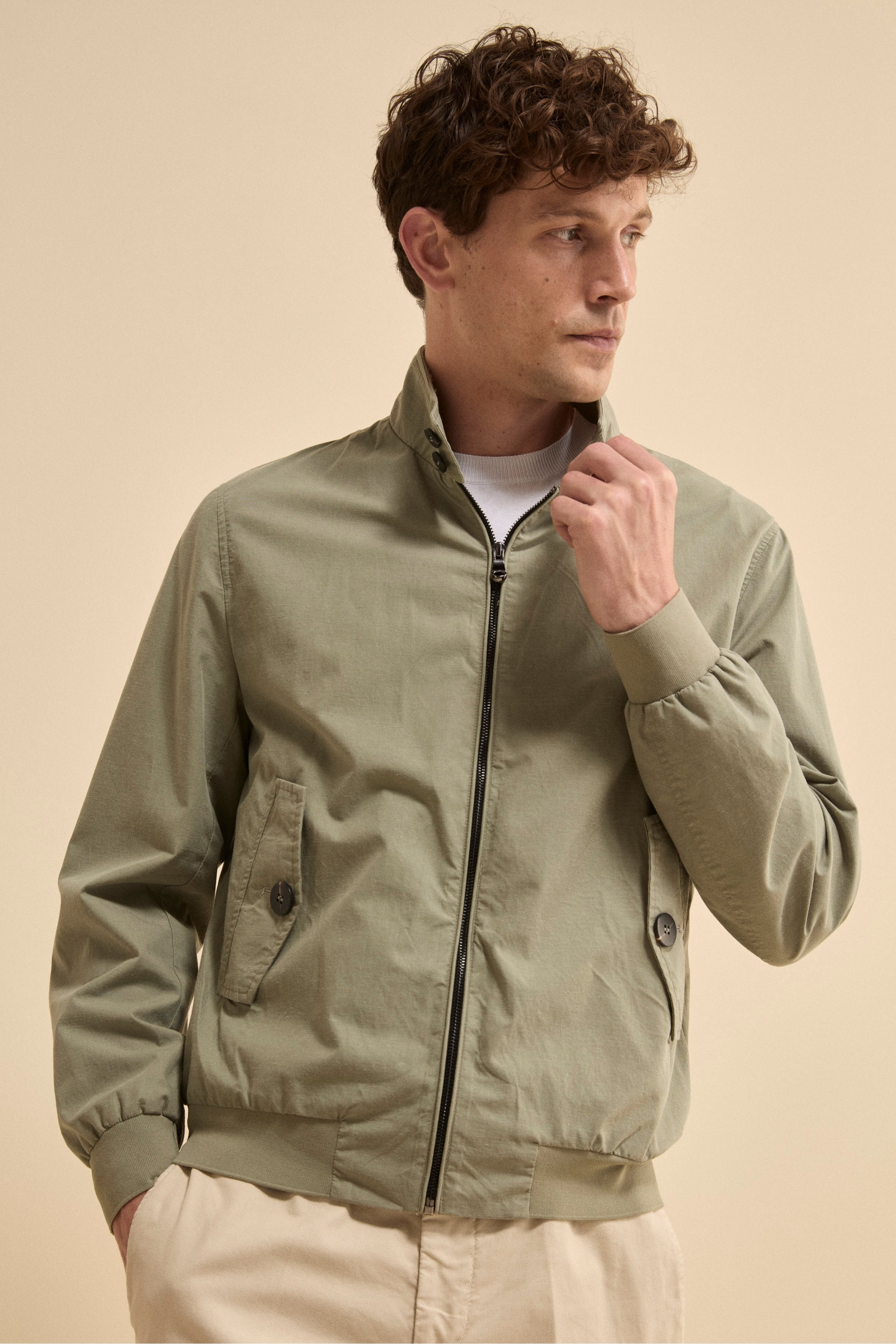Giubbotto Waterproof in Misto Lino - SALVIA
