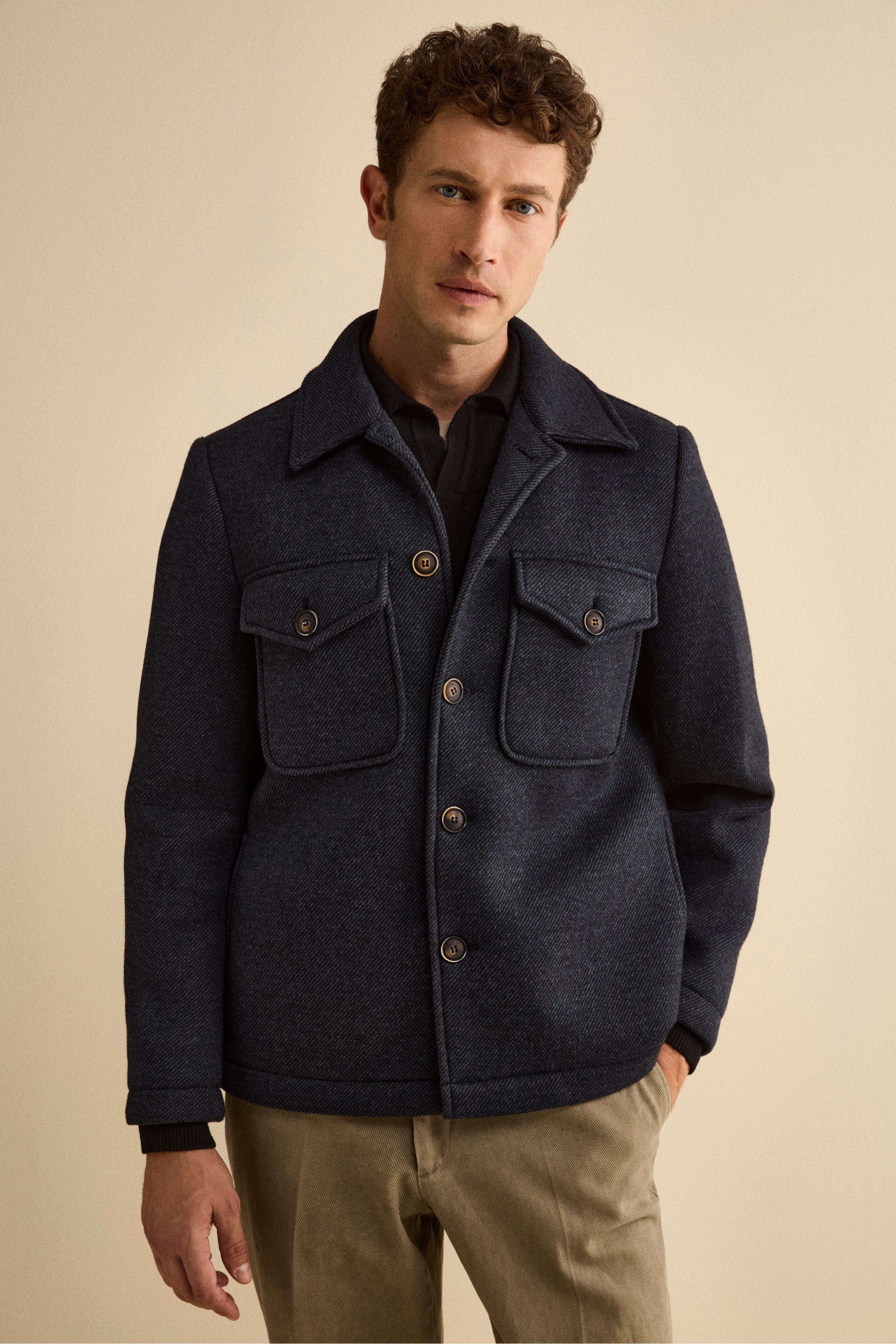 Worker Jacket in Prince of Wales Check - BLUE/BLACK PATTERN