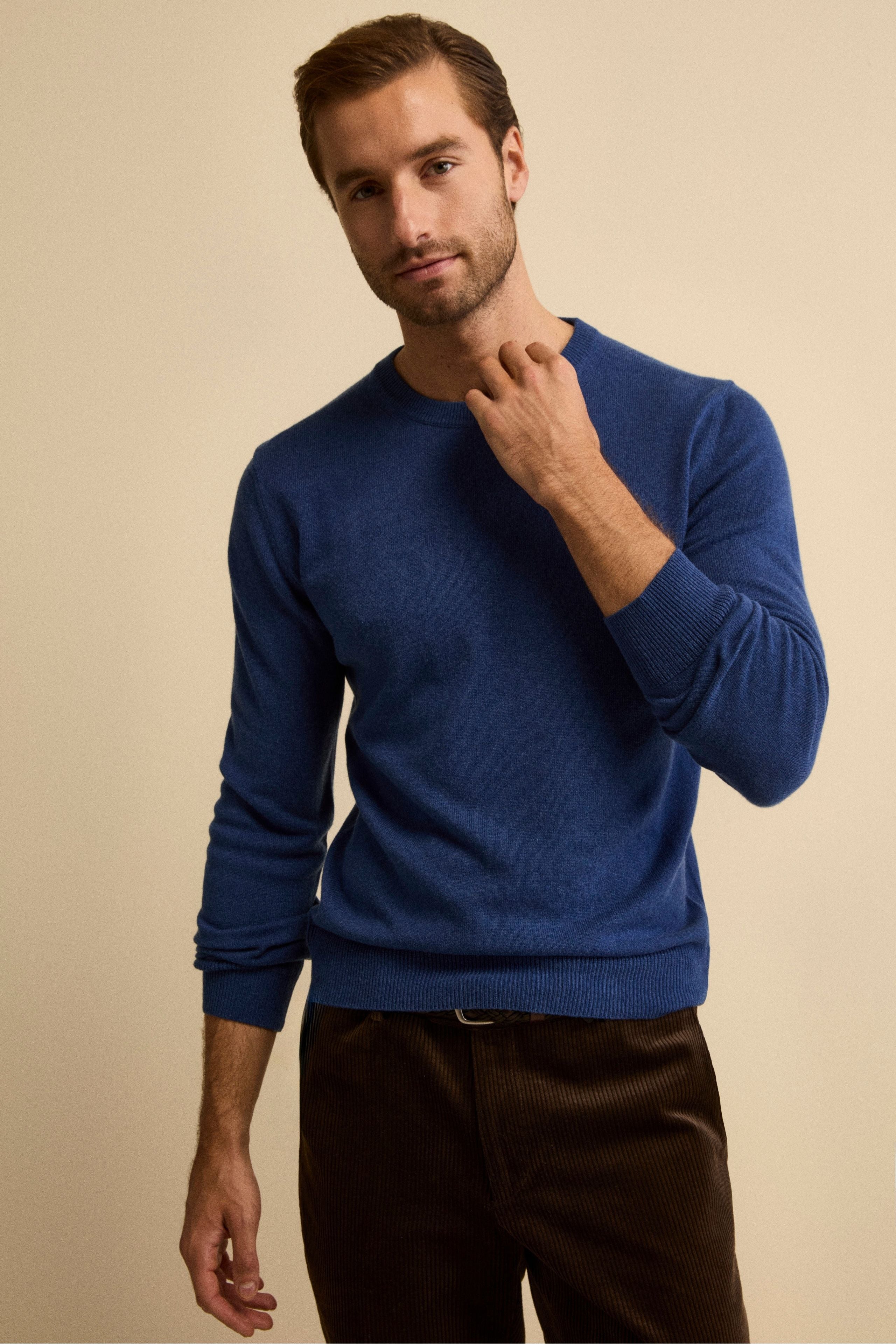 Cashmere and silk crew neck - DENIM