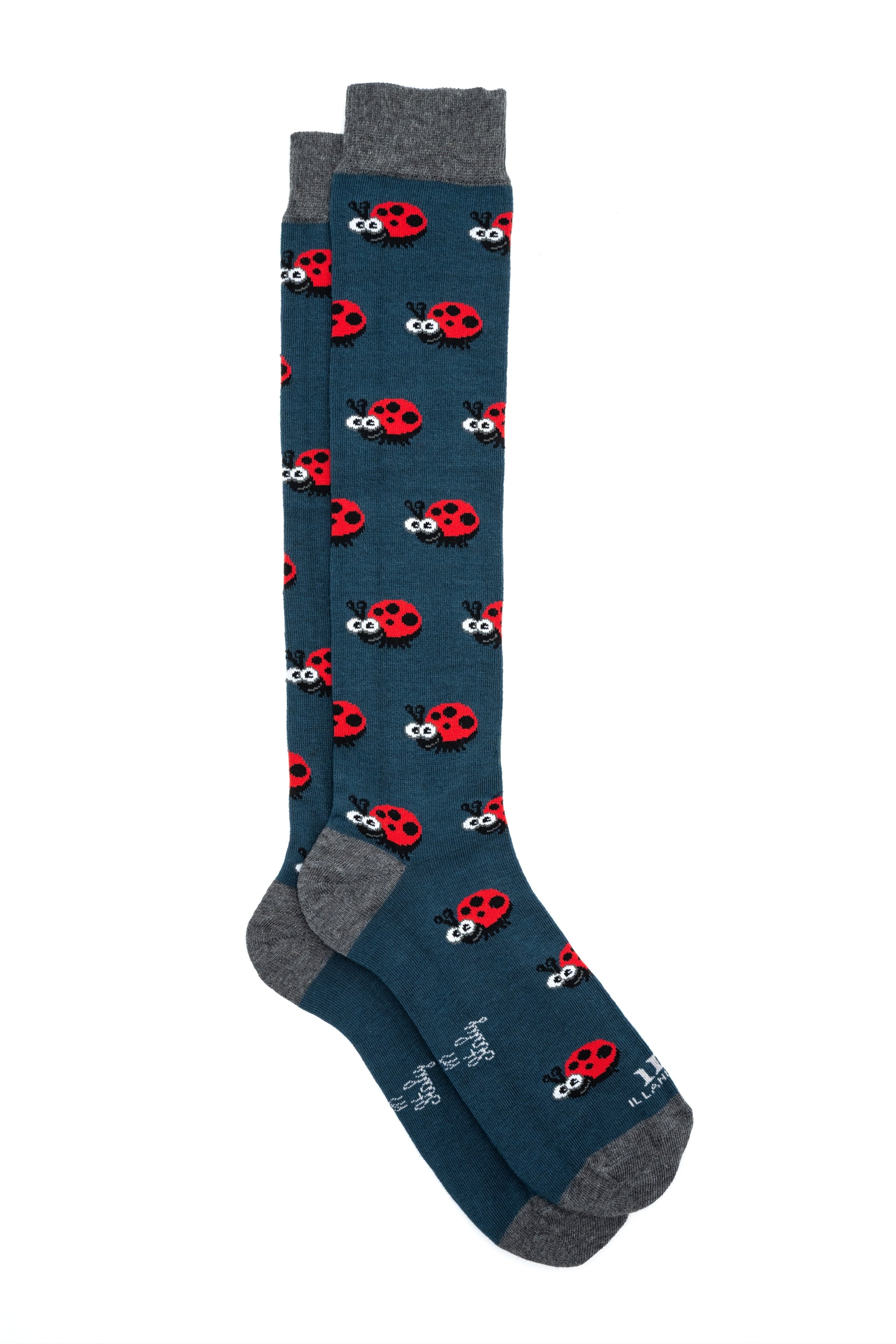 Long Cotton Socks with Ladybug Pattern - -