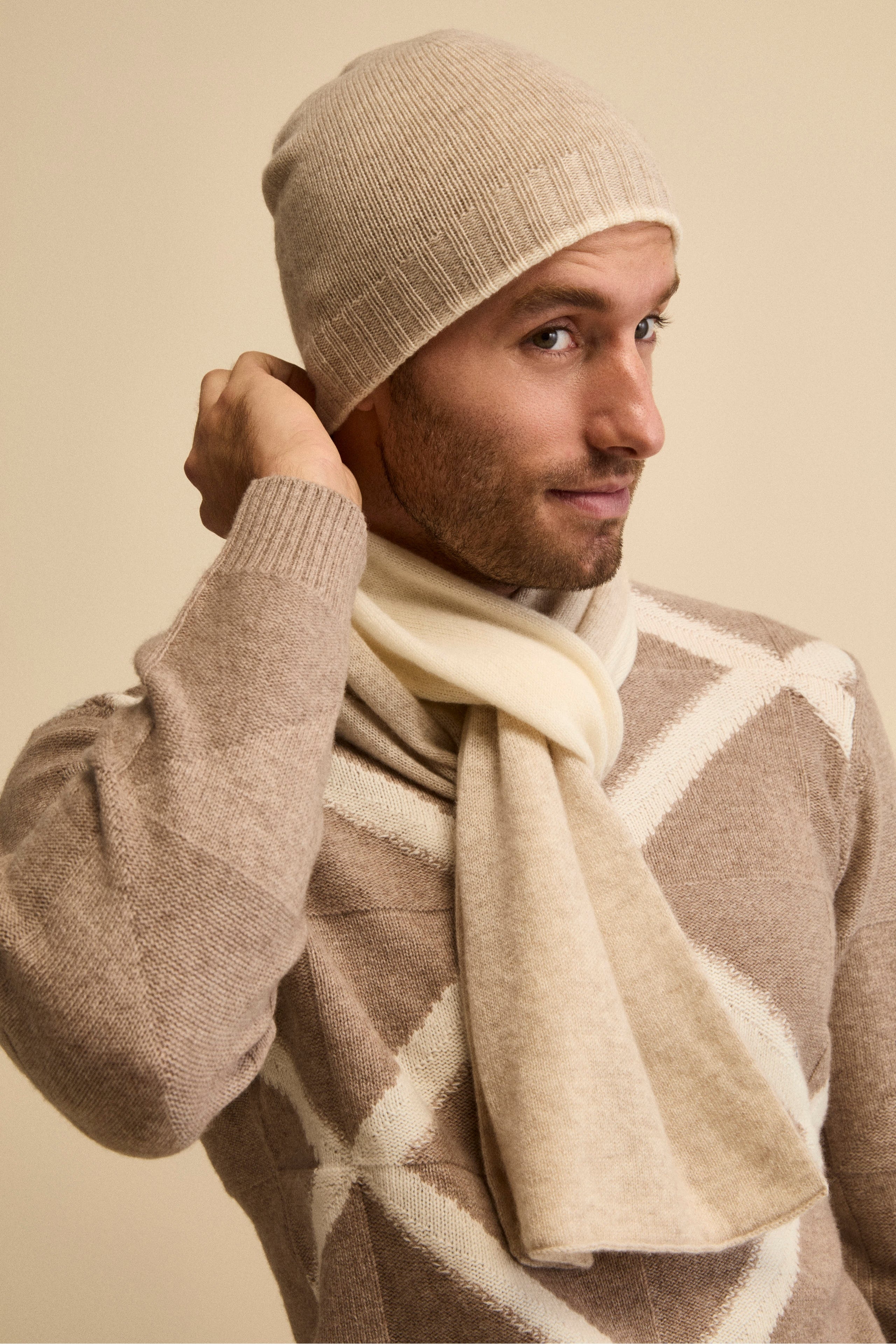 Cashmere beanie - Cream/Beige