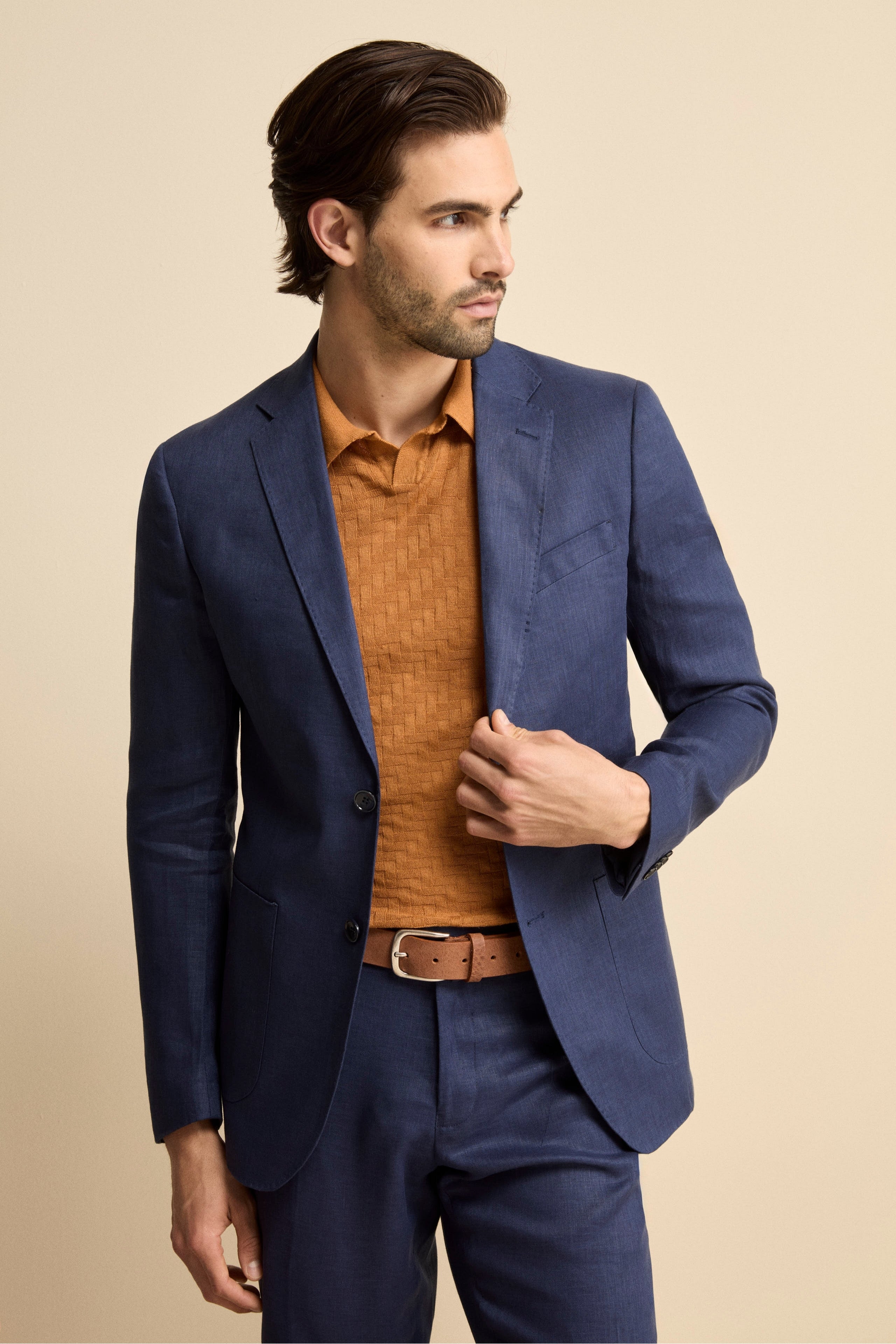 Abito in lino monopetto - BLU