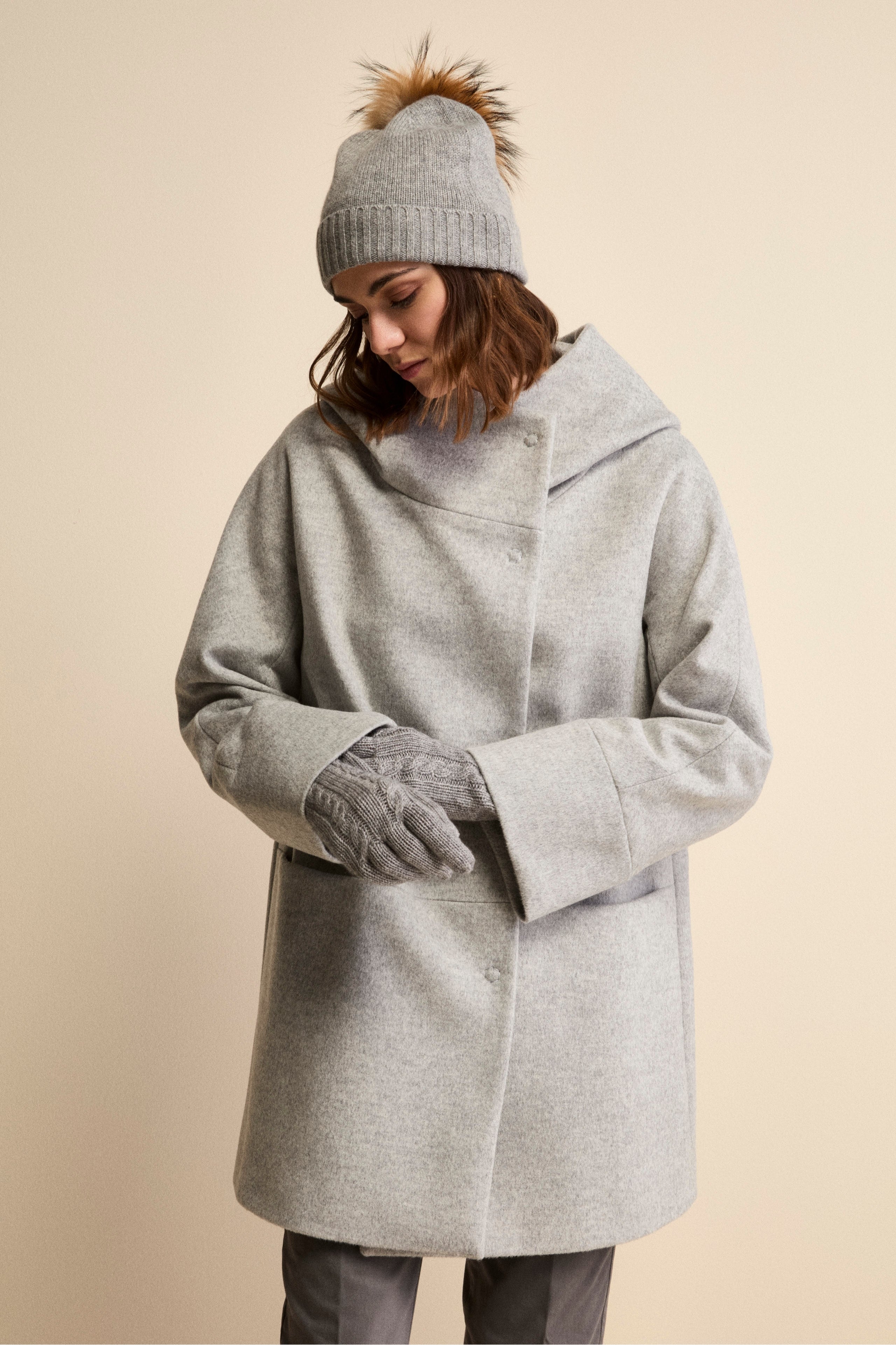 Wool and cashmere short coat - PEARL