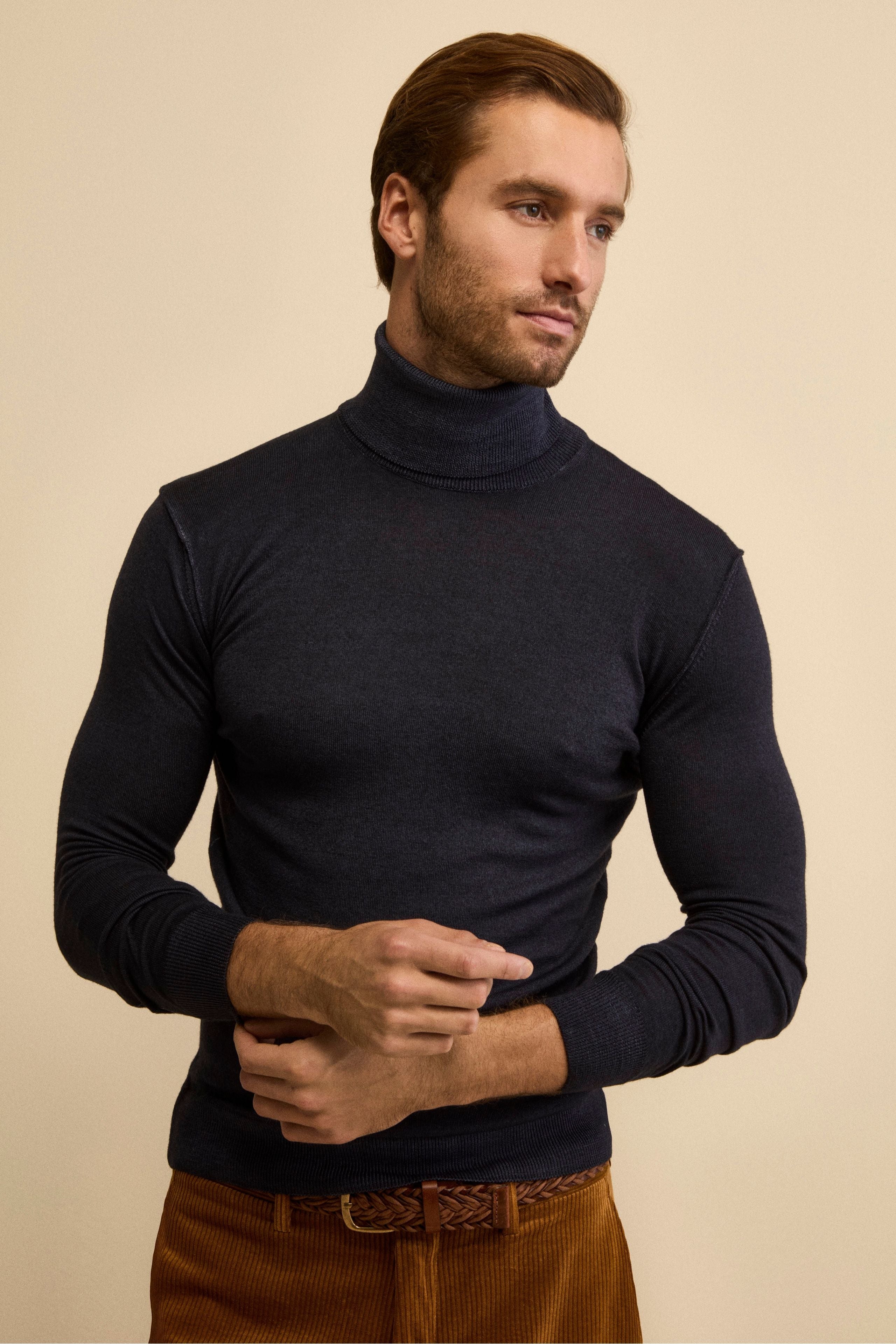 Dolcevita Uomo in Lana Merino - BLU MARINE