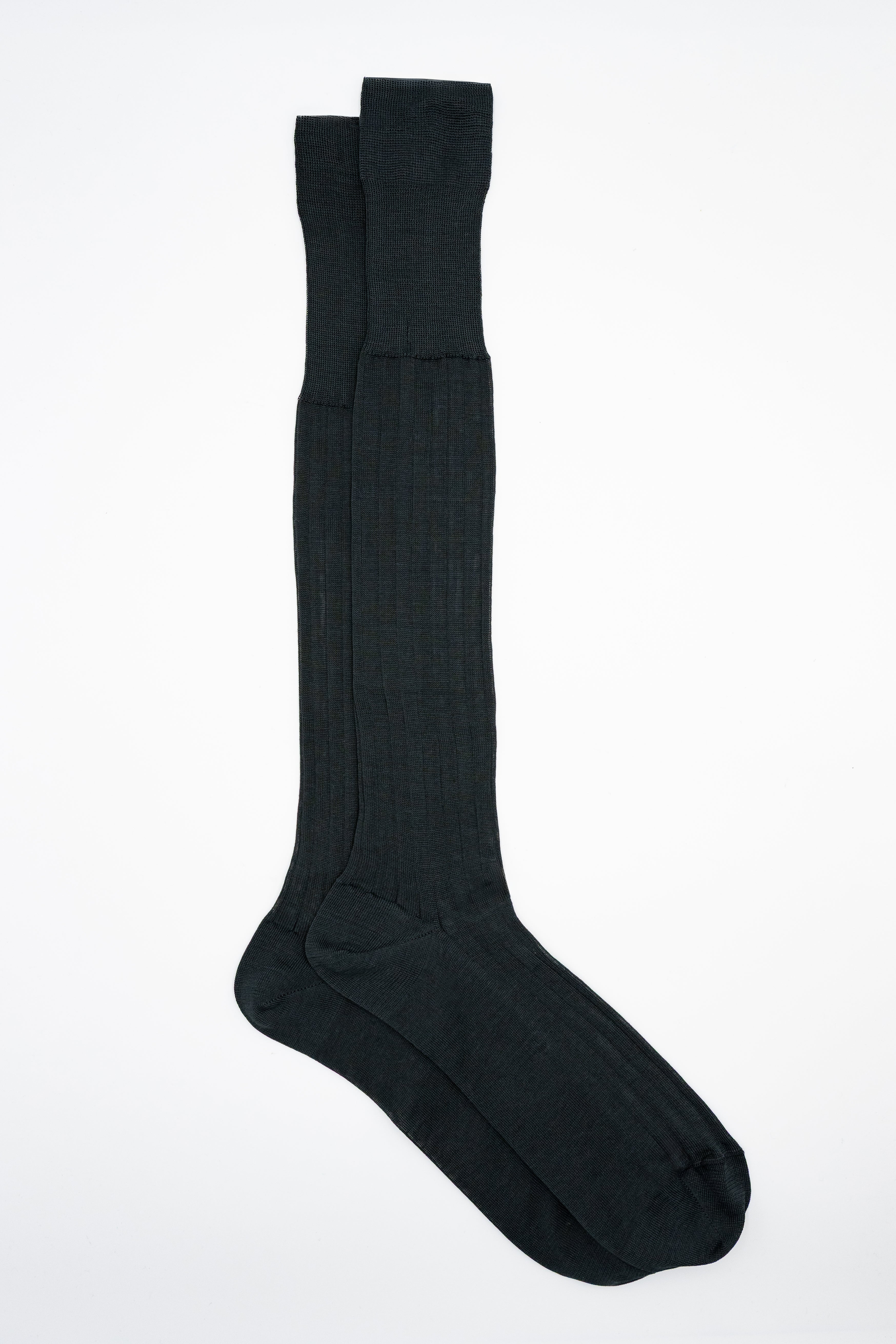 Calze Lunghe a Coste in Filo di Scozia - ANTRACITE