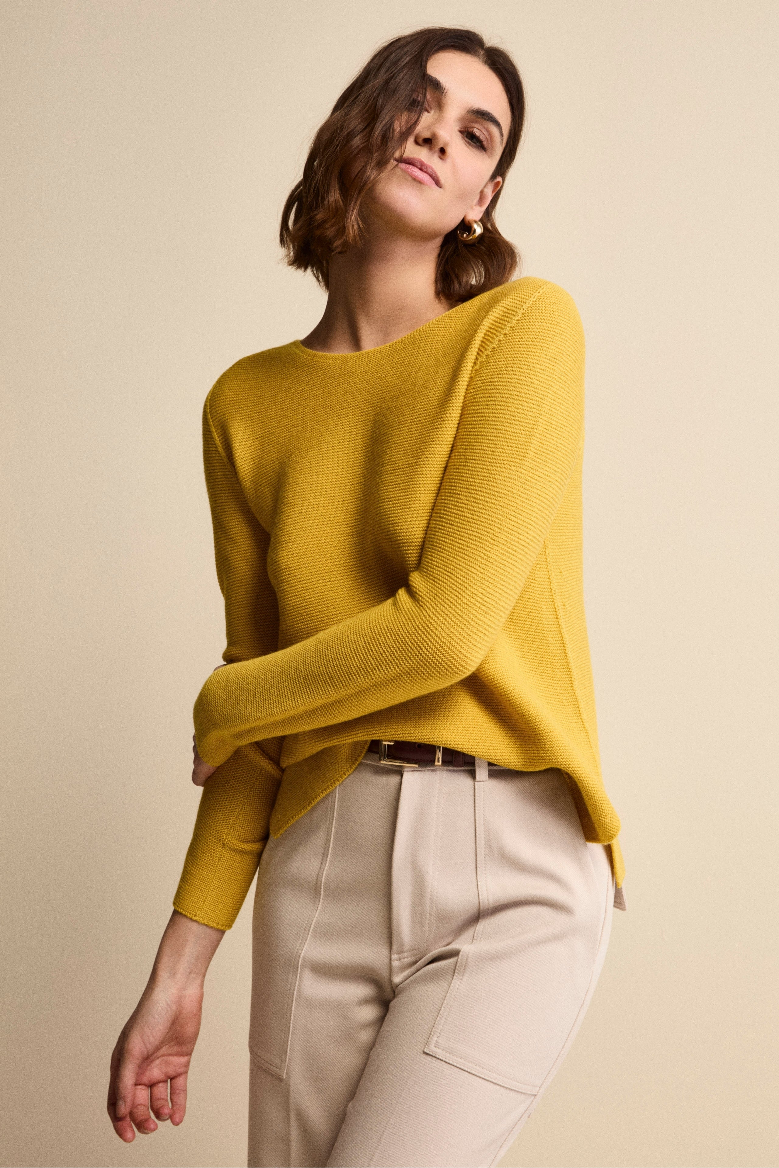 Boat Neck Sweater in Merino Wool - -