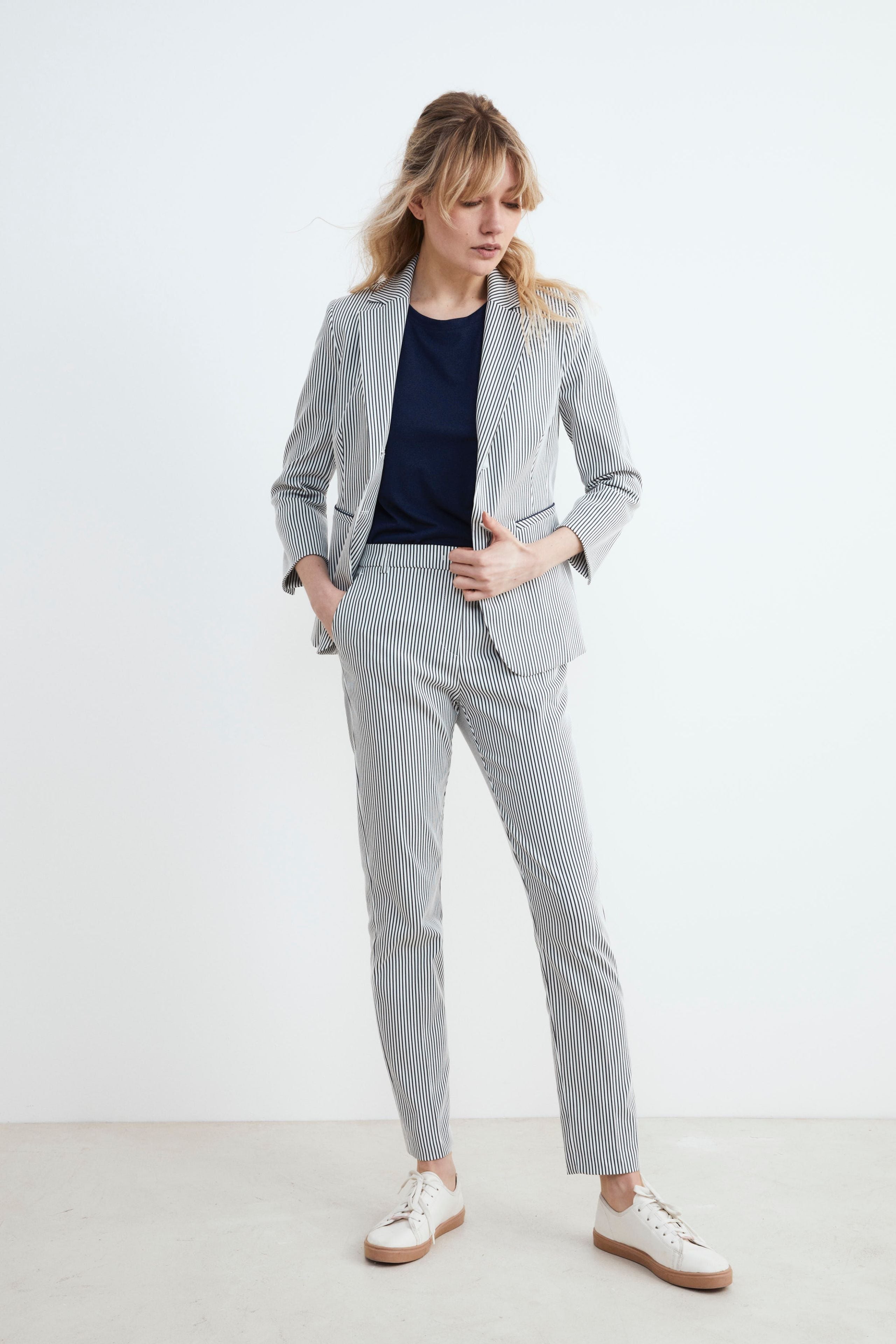 Pantaloni gessati a righe - BLU RIGATO