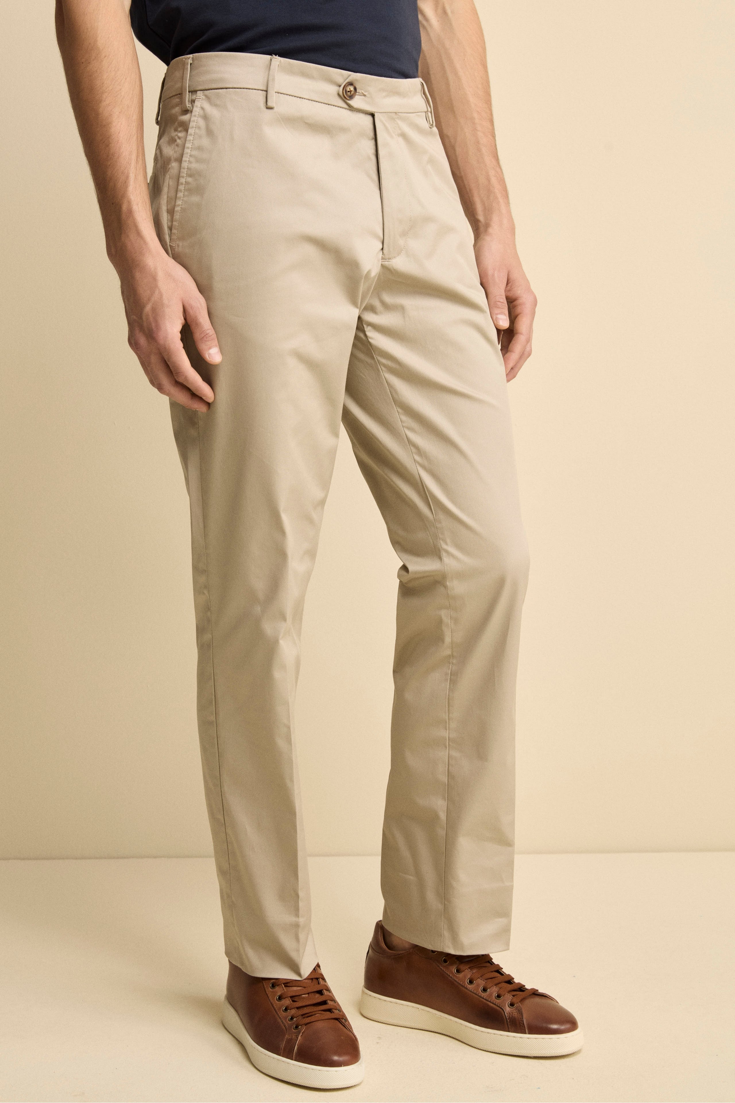 Pantalone Regular Fit in Gabardina - SABBIA