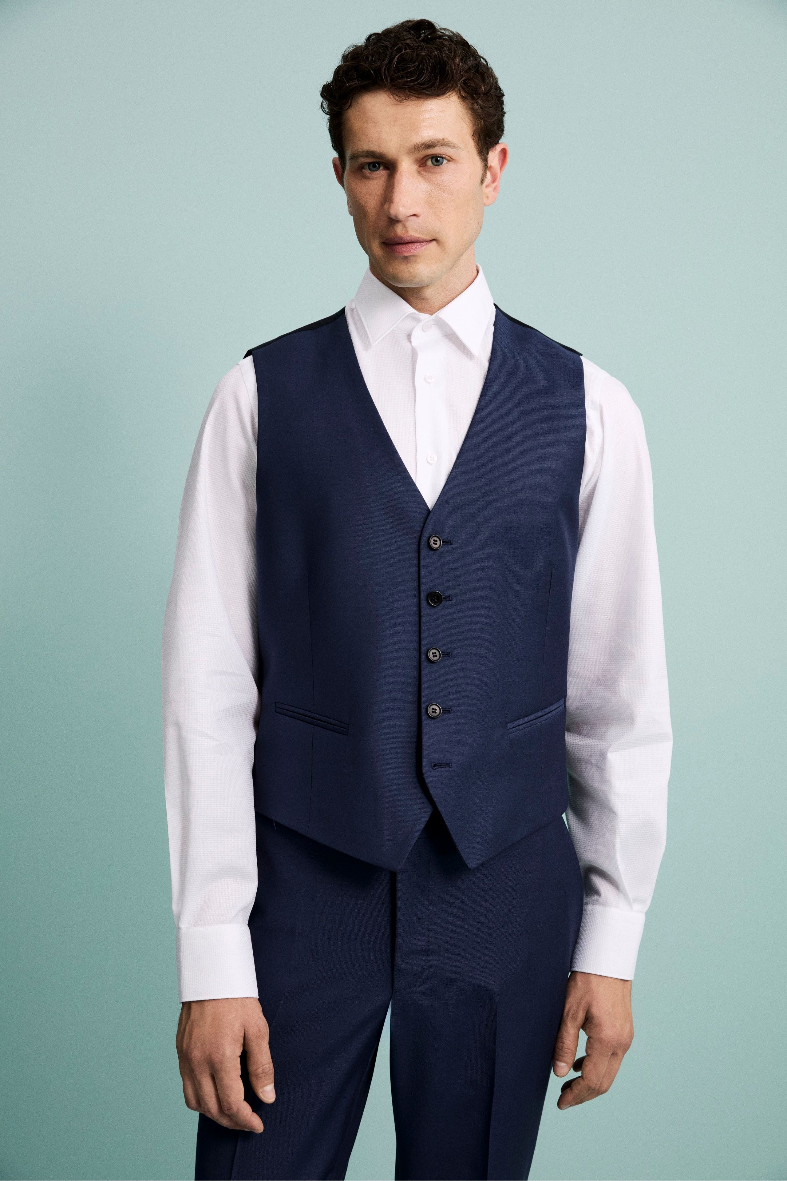 Gilet Elegante in Lana Vergine - BLU