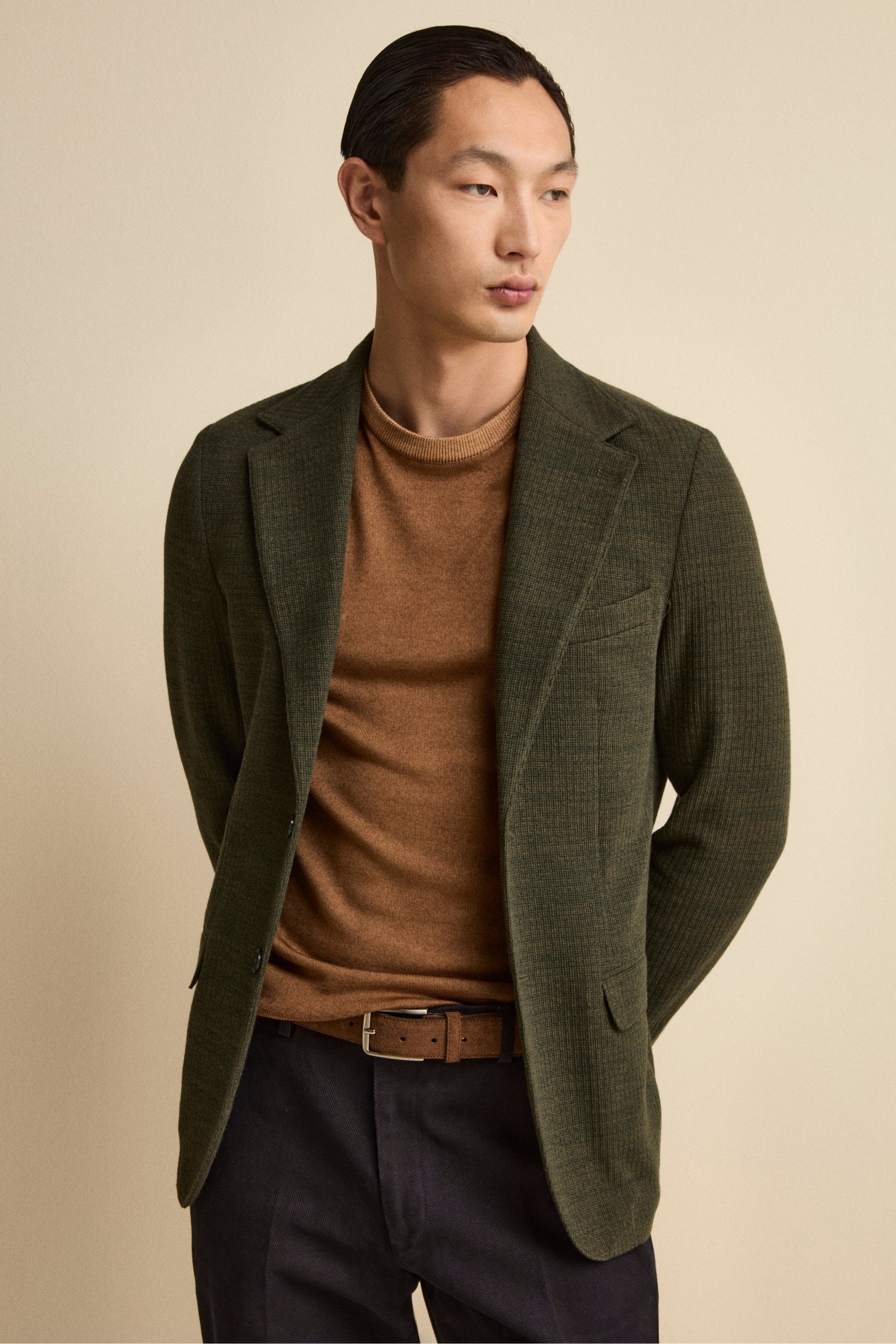 Cotton-Blend Slim Fit Unlined Jacket - GREEN