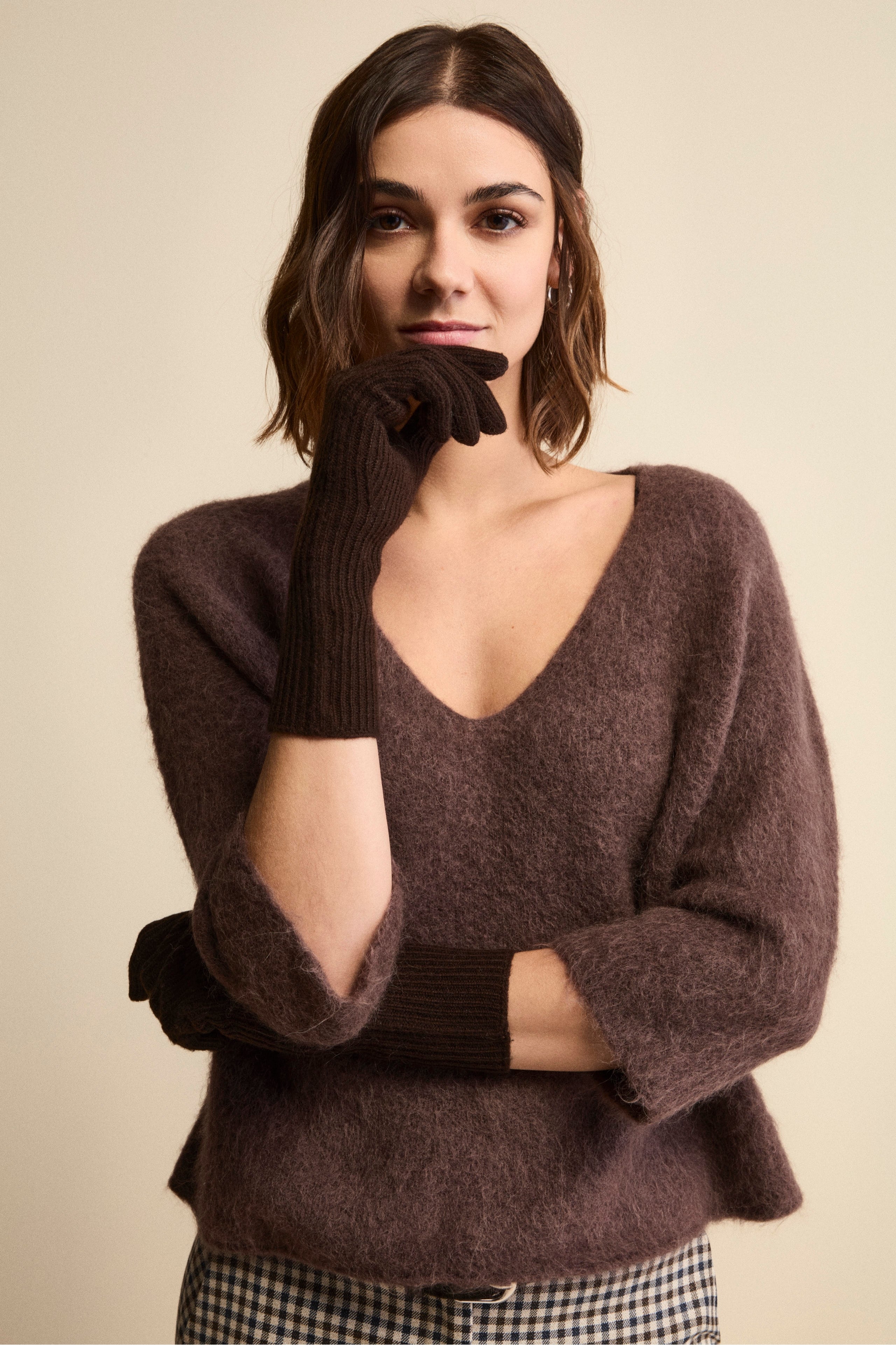 Ribbed Wool and Cashmere Glove - -