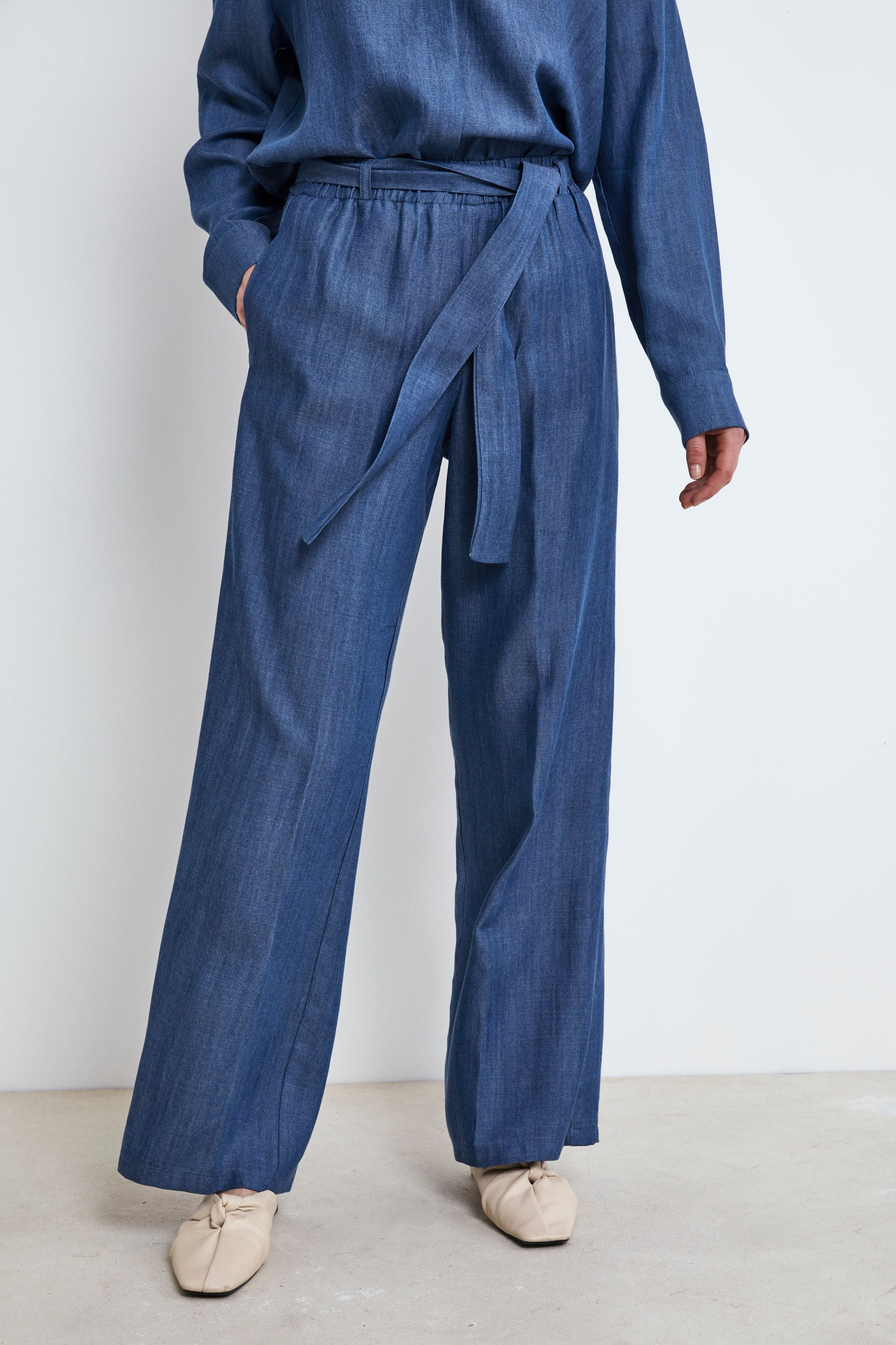 Pantalone Denim a Palazzo - BLU