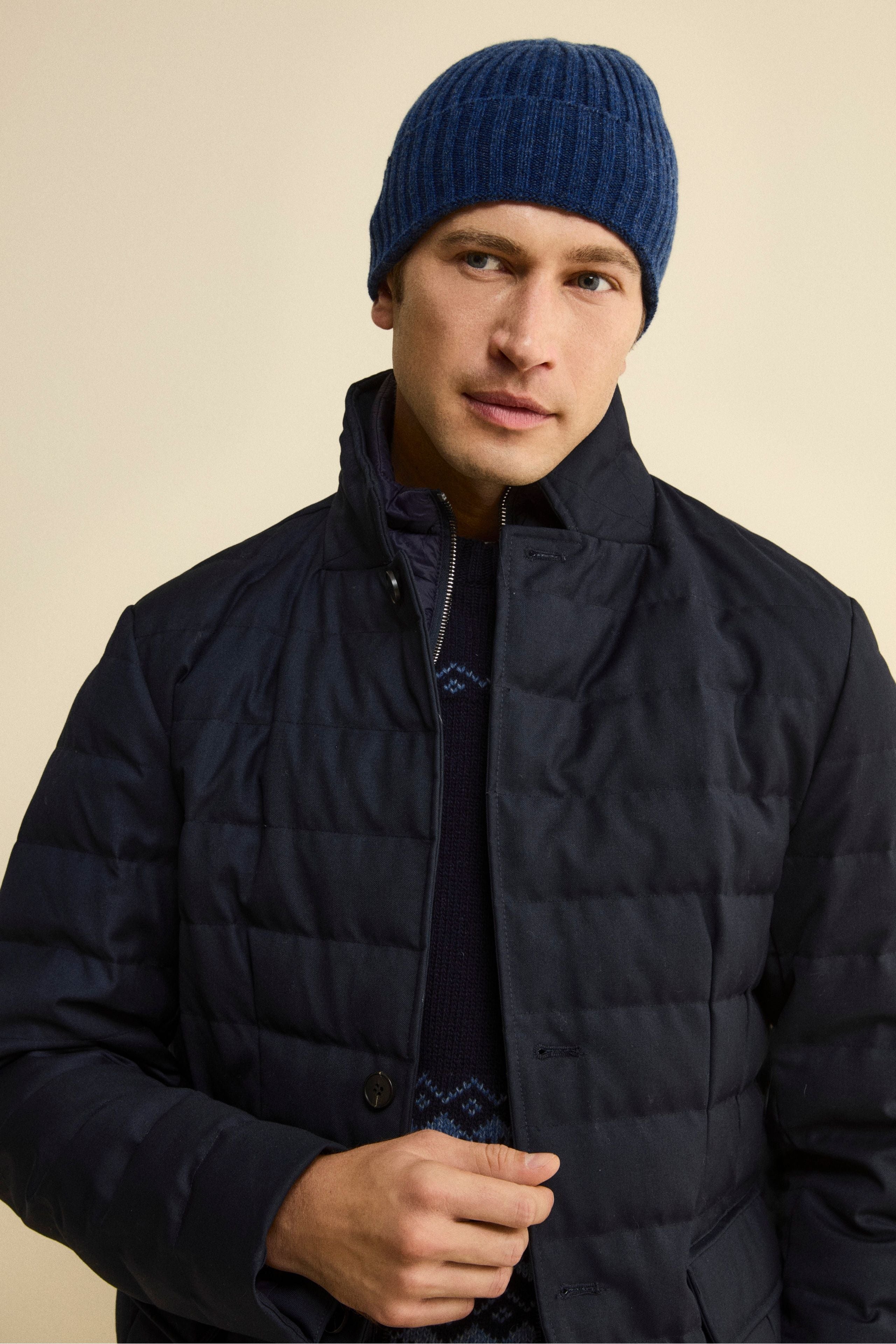 Ribbed cashmere beanie - WOOD