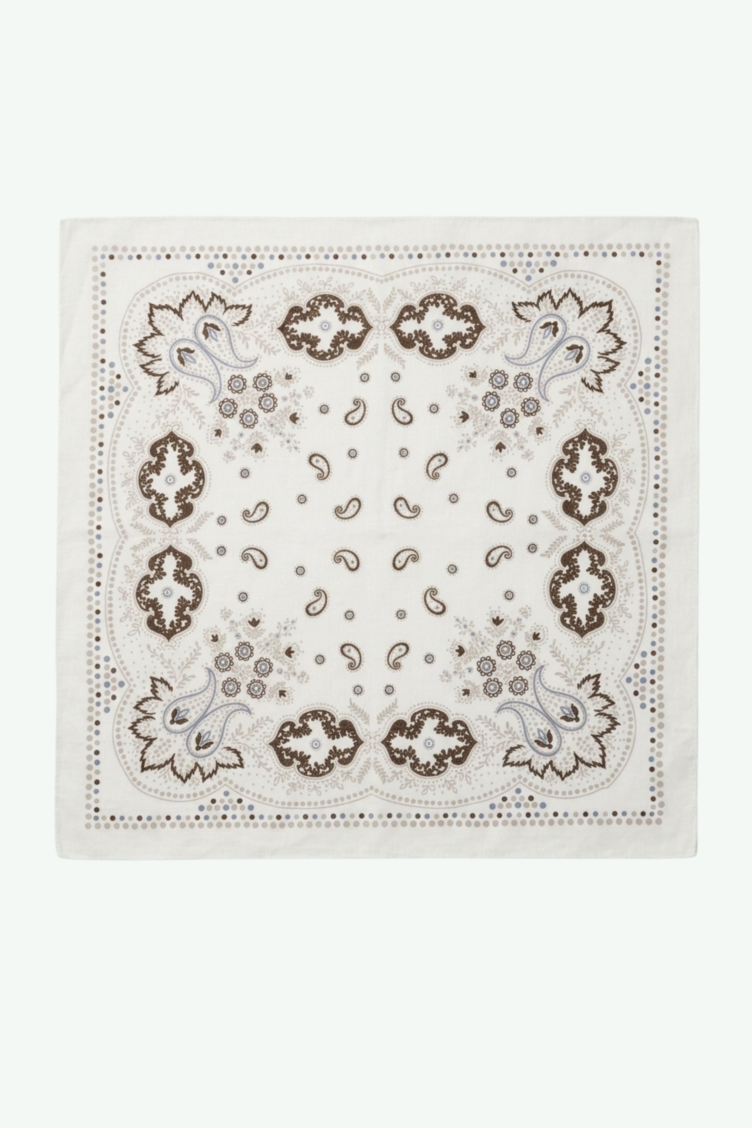 Printed Cotton Patterned Scarf - Beige pattern