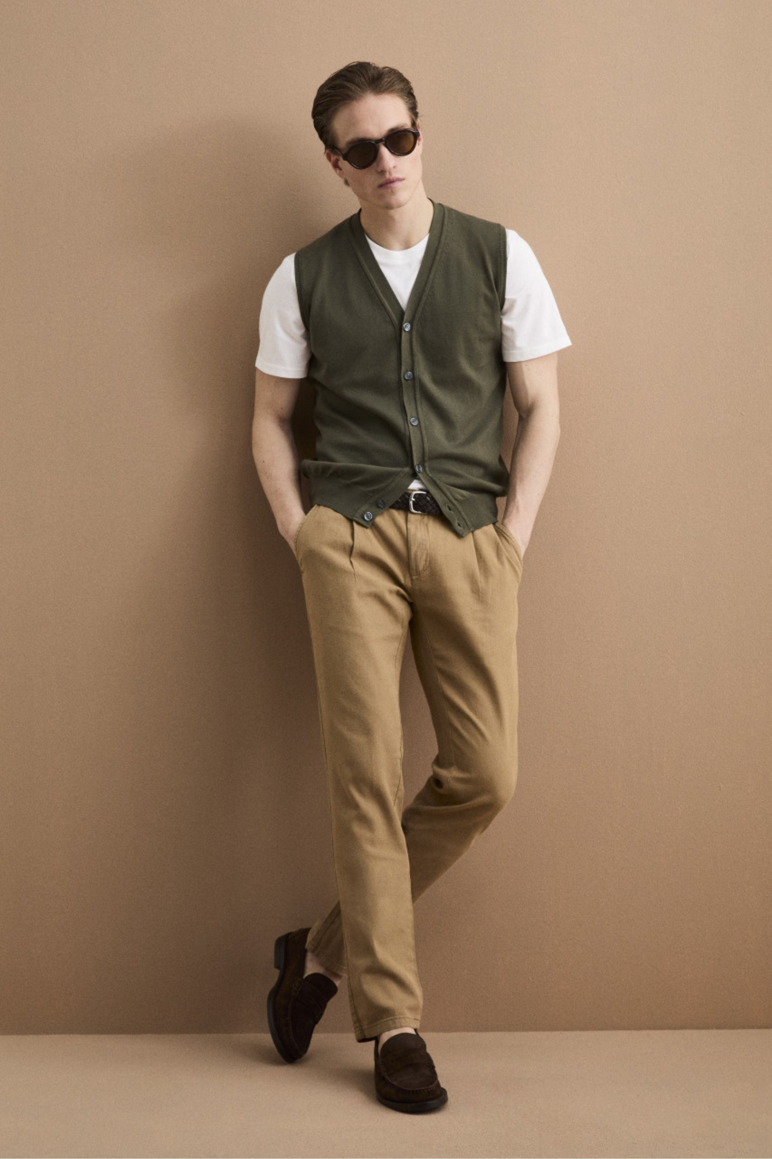 Gilet Scollo a V con Bottoni in Cotone - MUSCHIO